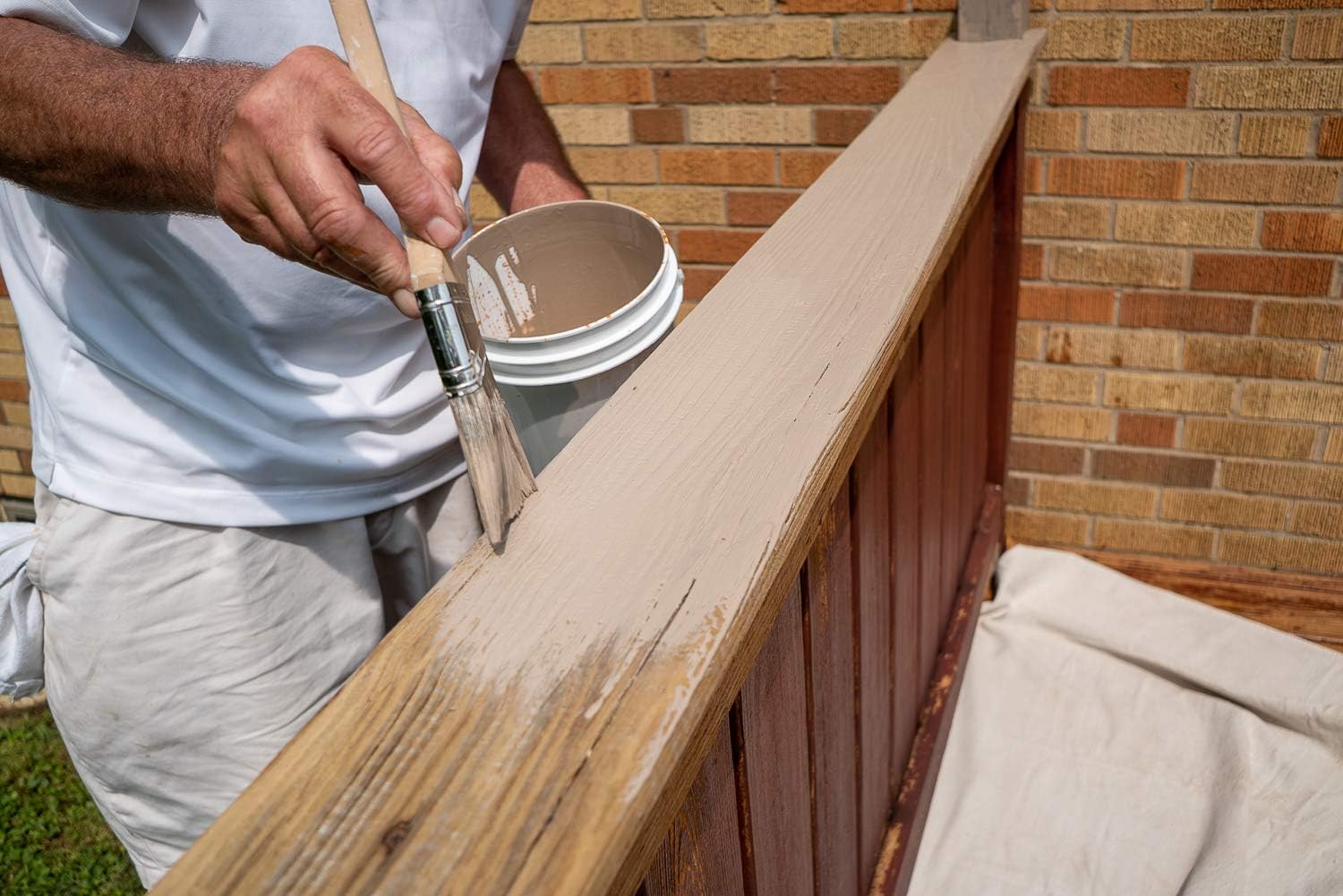 1 Gallon Classic Taupe Wood Stain & Sealer for Decks, Fences, & Siding - Water-Based Sealant for Outdoor Wood - Made in USA by SaverSystems