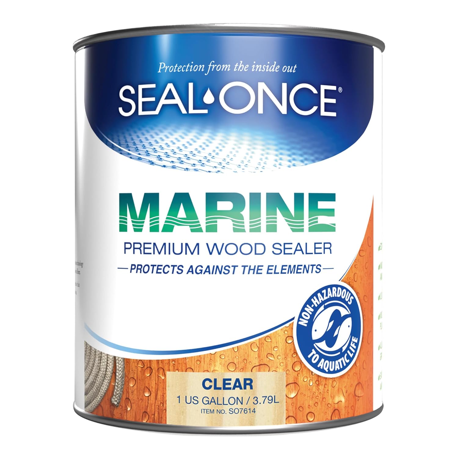 1 Gallon Clear Seal-Once Marine Premium Wood Sealer - Waterproof Wood Stain and Sealant