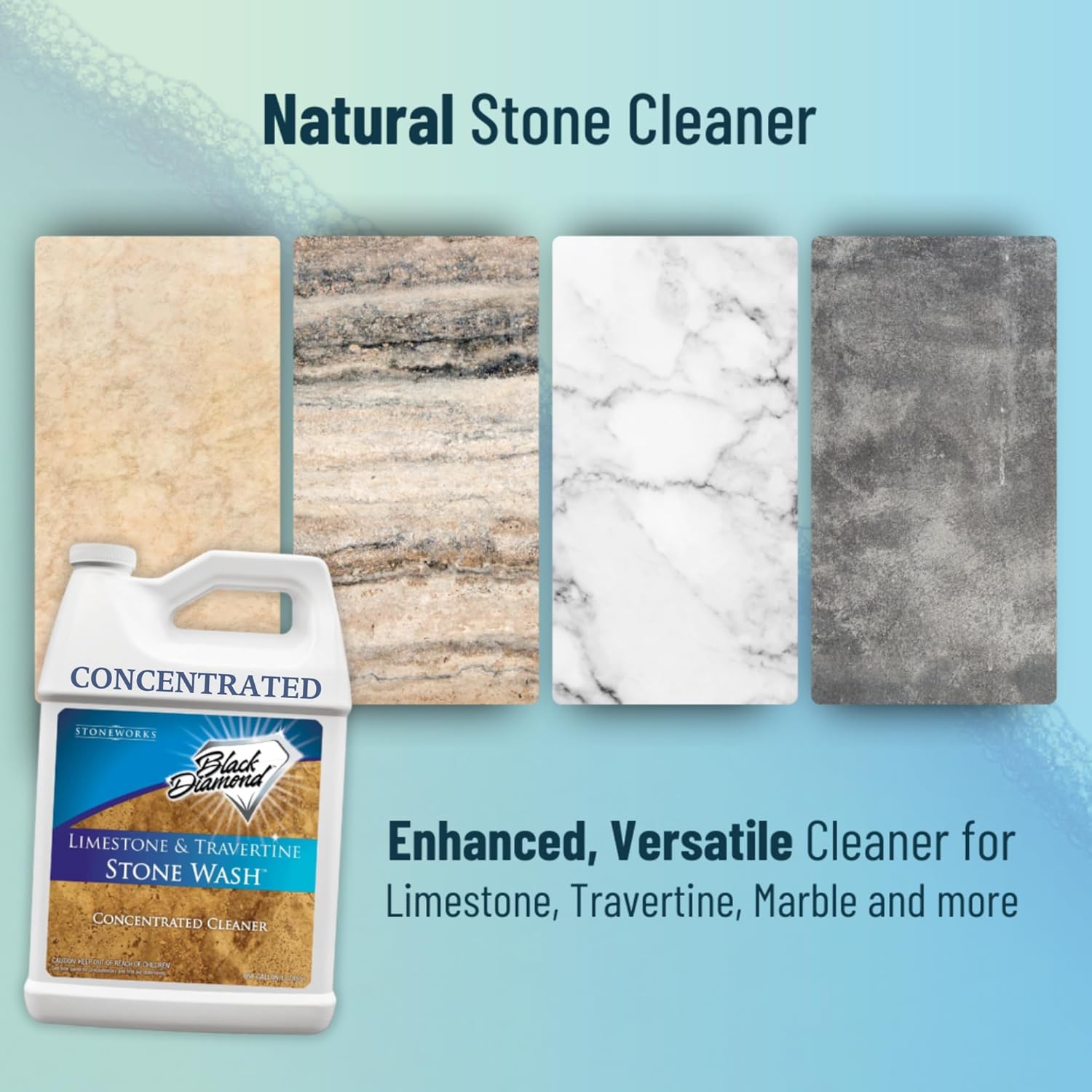 1-Gallon Concentrated PH Neutral Natural Stone Cleaner for Limestone, Slate, Travertine, and Marble - Shower & Floor Cleaner by Black Diamond Stoneworks