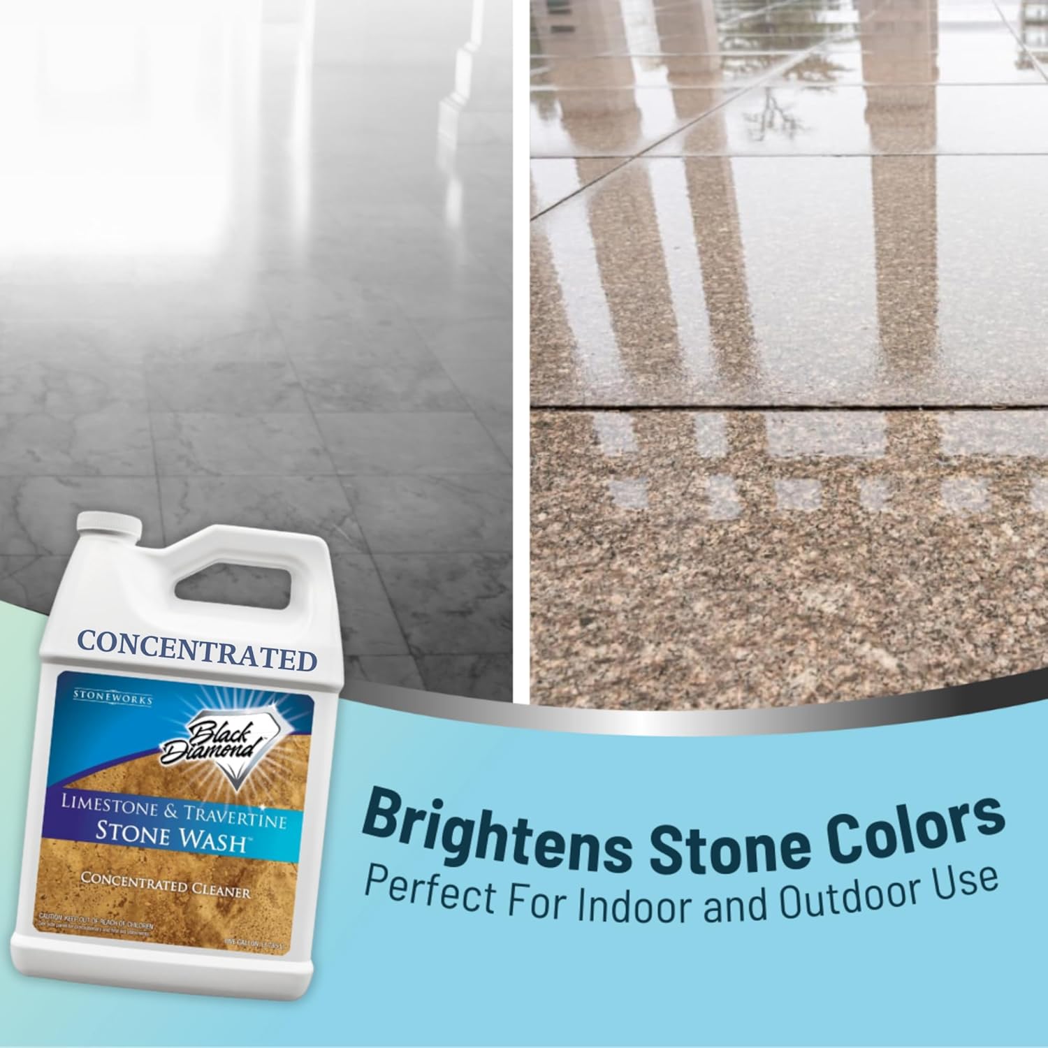 1-Gallon Concentrated PH Neutral Natural Stone Cleaner for Limestone, Slate, Travertine, and Marble - Shower & Floor Cleaner by Black Diamond Stoneworks