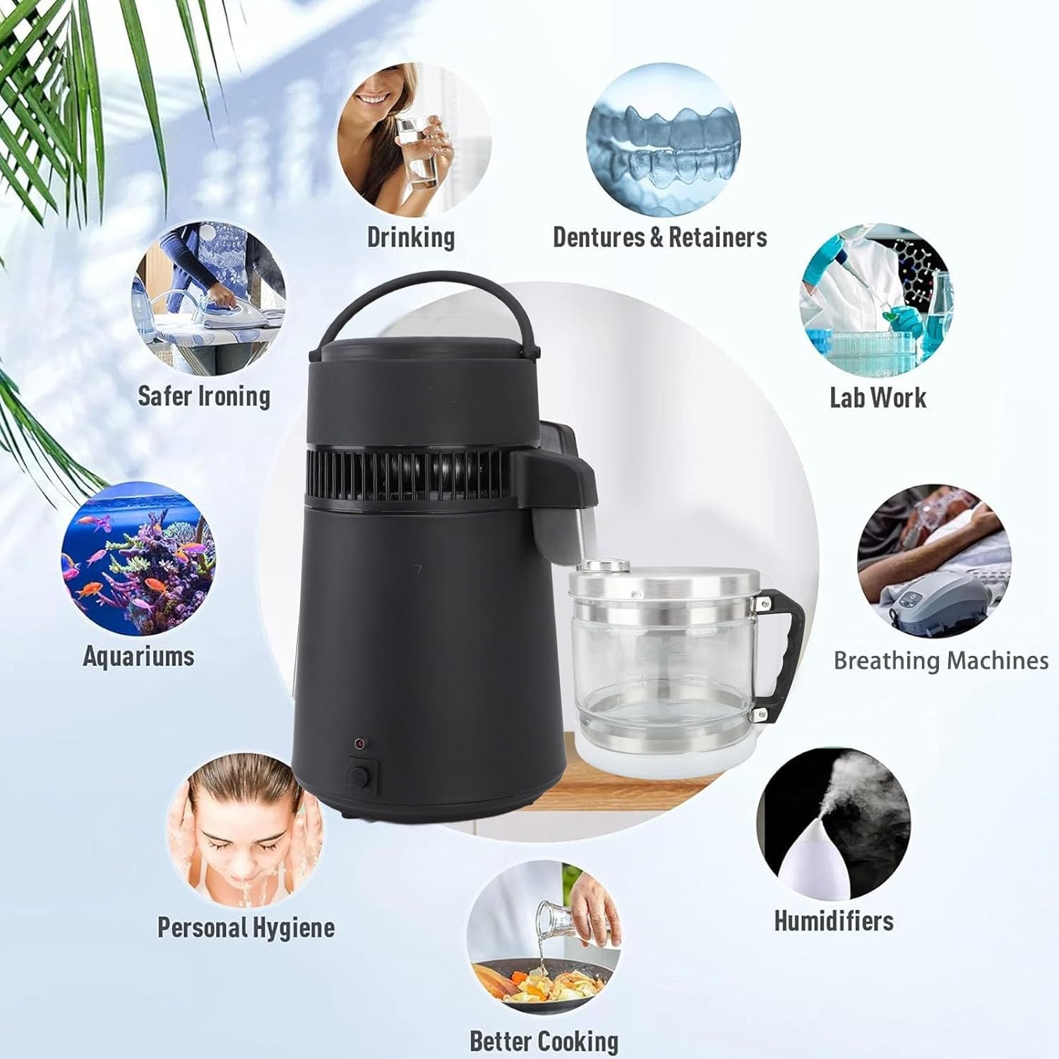 1 Gallon Glass Carafe for Countertop Distiller - Replacement Collection Bottle for Home Dental Beauty Water Distiller - 4L Water Container