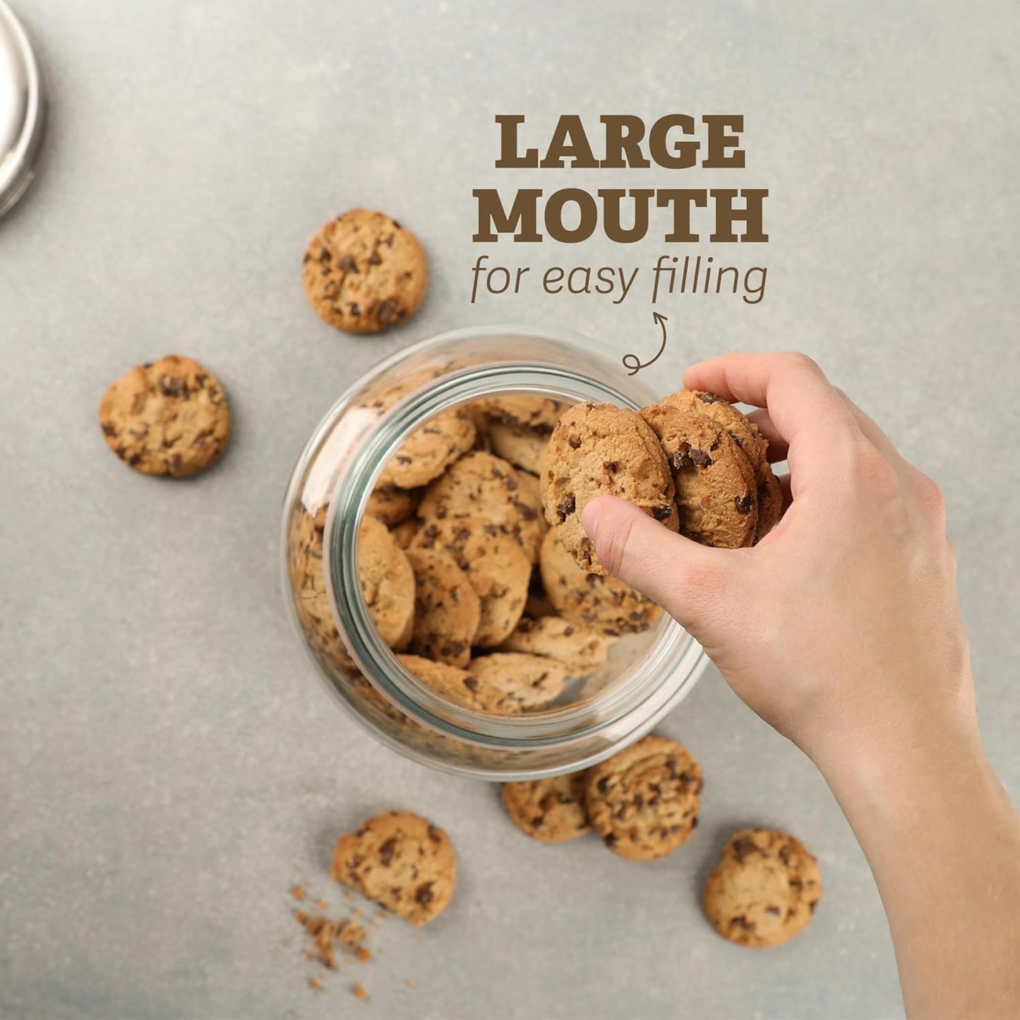 1 Gallon Glass Cookie Jar with Matte Black Metal Lid - Airtight Storage Container for Food, Treats, Candy, Dried Goods - Ideal for Kitchen or Laundry Room - 1 Pack