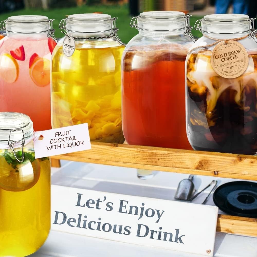 1 Gallon Glass Jar with Airtight Lid for Pickling, Kombucha, Limoncello, Sun Tea - Includes Extra Gasket
