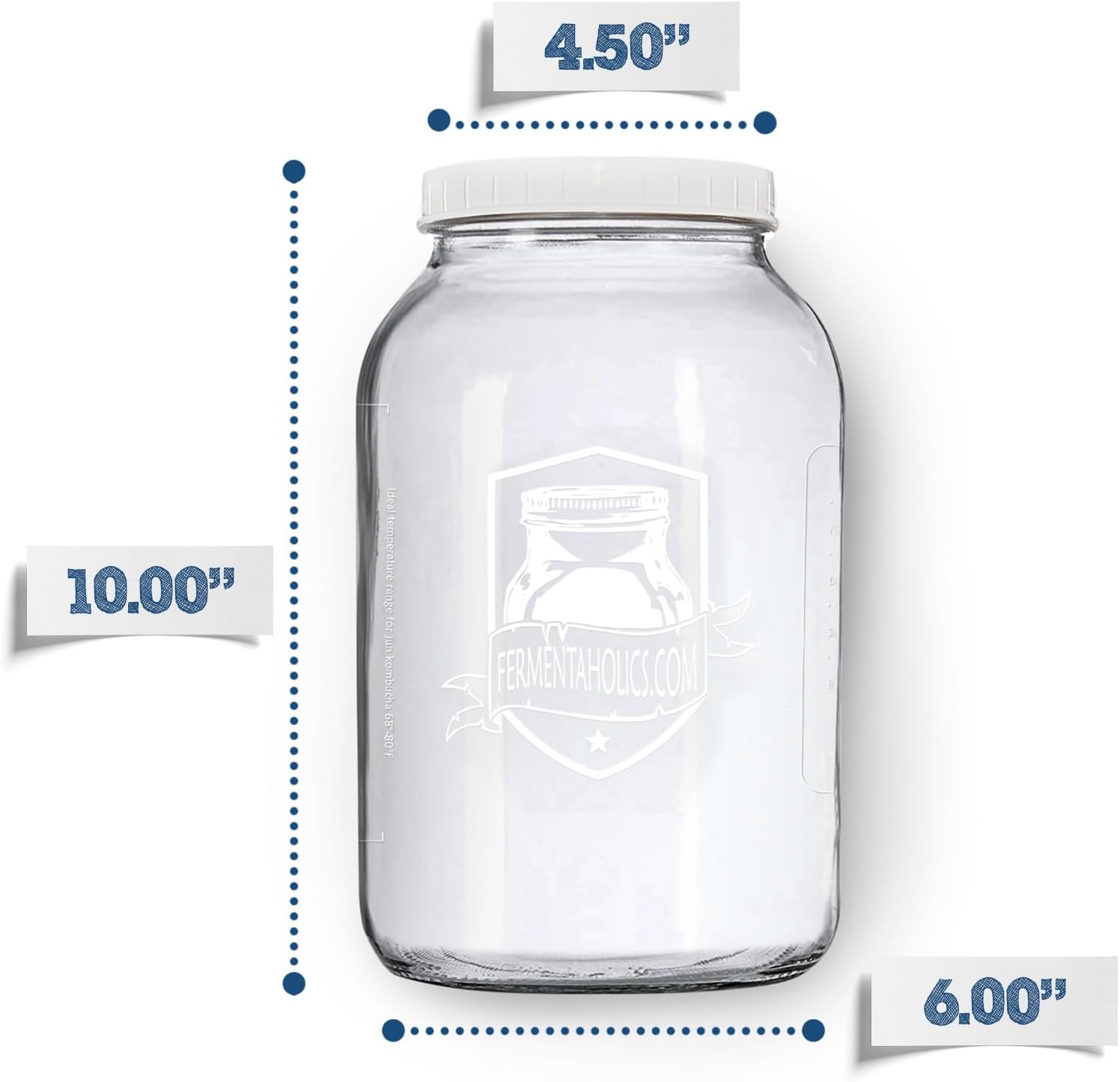 1 Gallon Glass Kombucha Jar Kit with Brew Notes - Includes Muslin Cover, Rubber Band, Marker, and Lid - Ideal Home for SCOBY