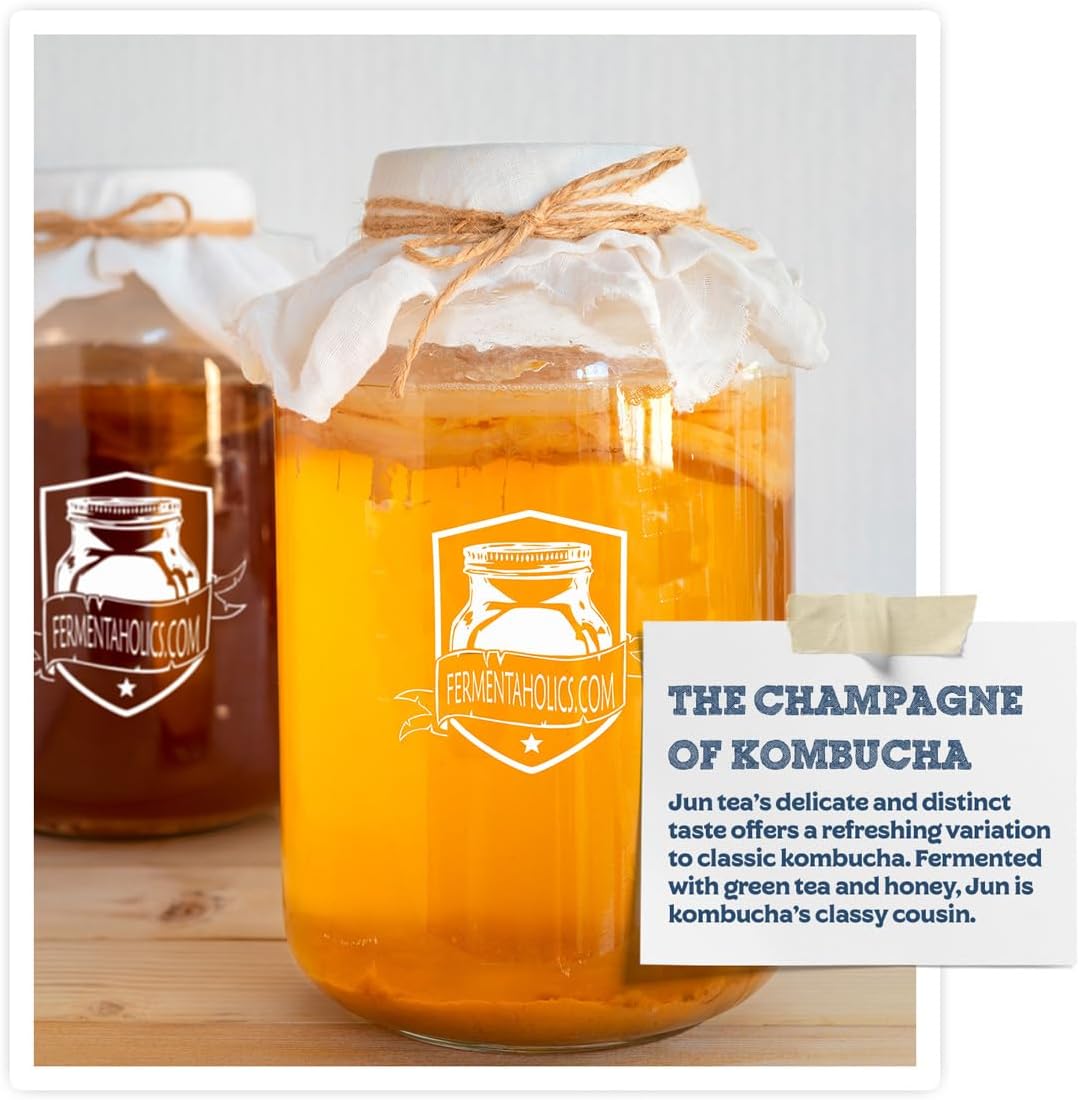 1 Gallon Glass Kombucha Jar Kit with Brew Notes - Includes Muslin Cover, Rubber Band, Marker, and Lid - Ideal Home for SCOBY