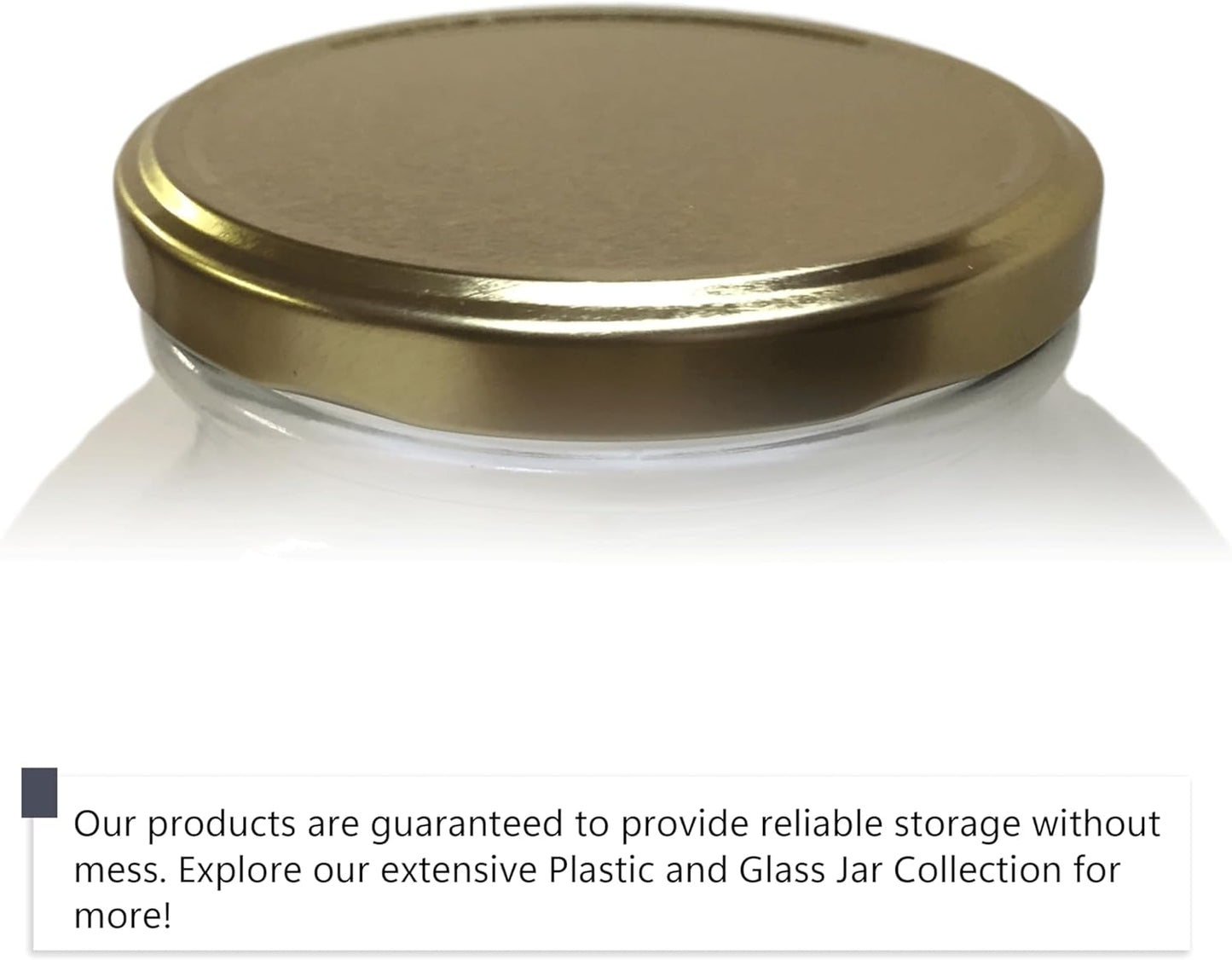 1 Gallon Glass Wide Mouth Jar with Gold Cap Metal Lug Lid - Clearview Containers, 128oz, 4 Pack