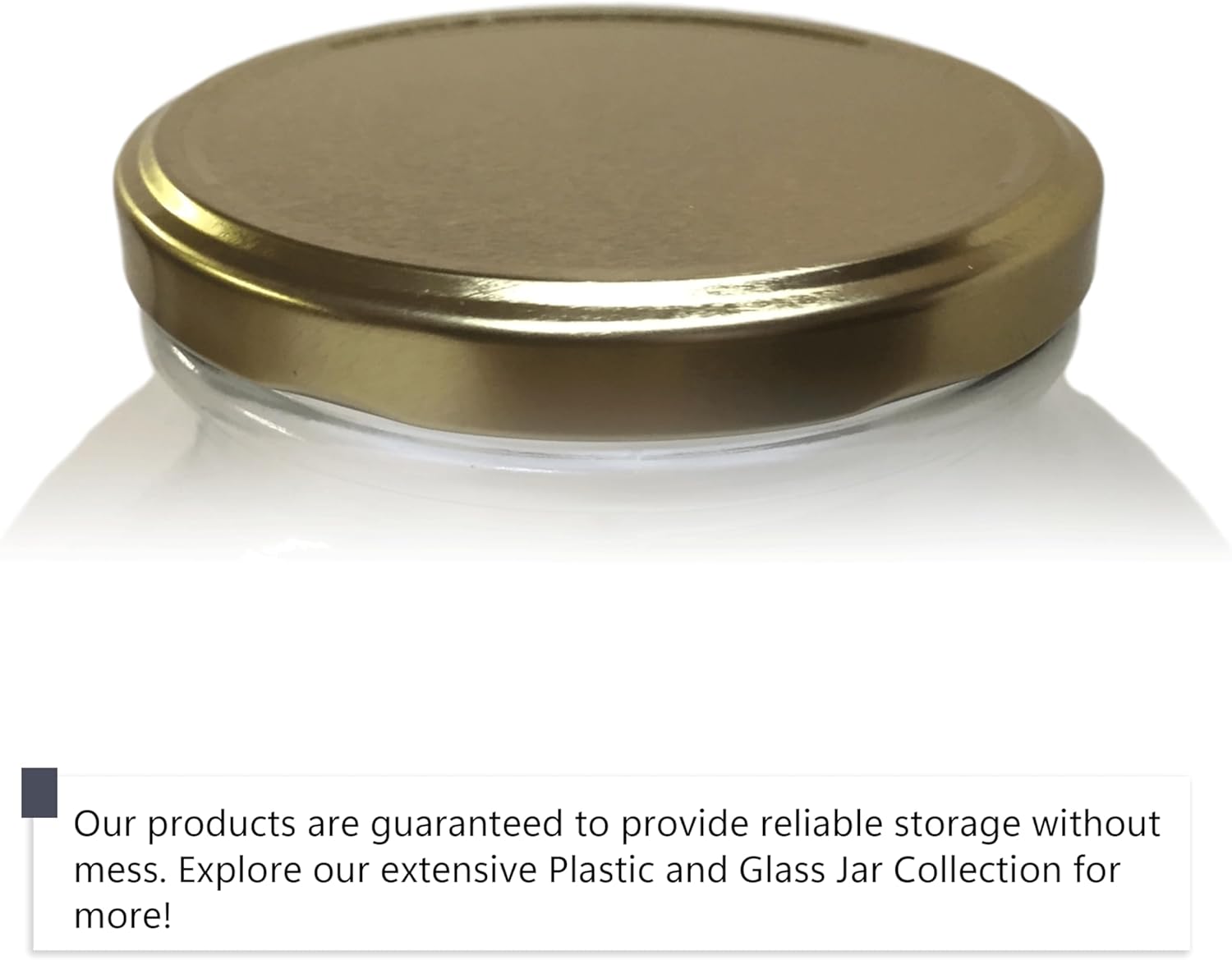 1 Gallon Glass Wide Mouth Jar with Gold Cap Metal Lug Lid - Clearview Containers, 128oz, 4 Pack