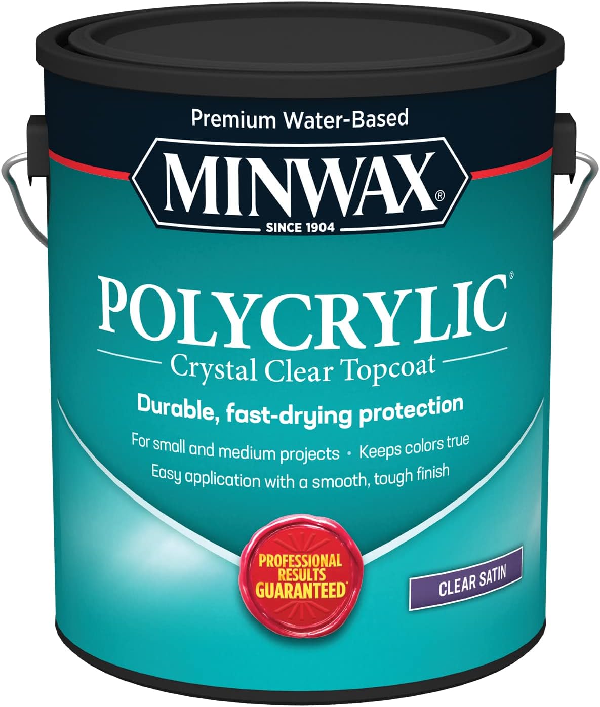 1 Gallon Minwax 13333 Clear Satin Polycrylic Water-Based Protective Finish