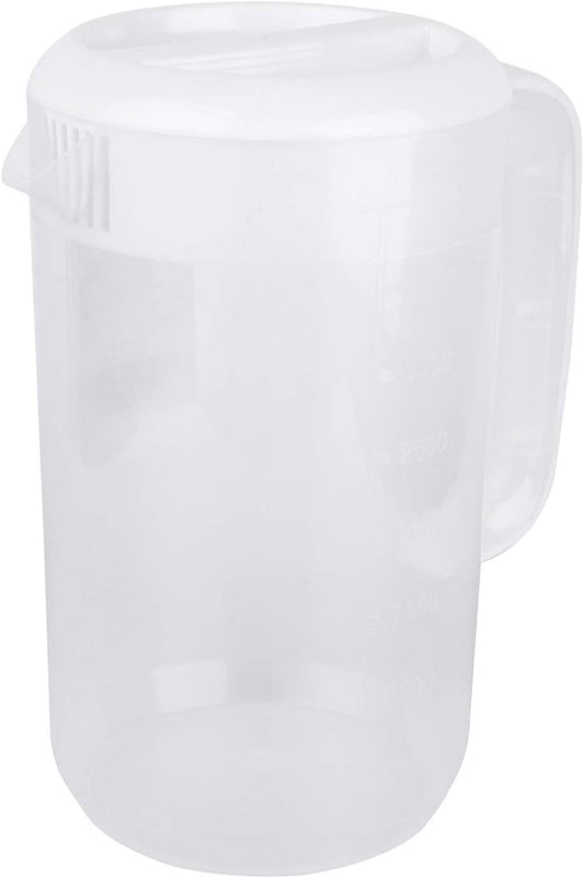 1 Gallon Plastic Water Pitcher with Lid - Large Shatterproof Carafe Jug for Hot/Cold Drinks - Ideal for Lemonade, Juice, Ice Tea - White
