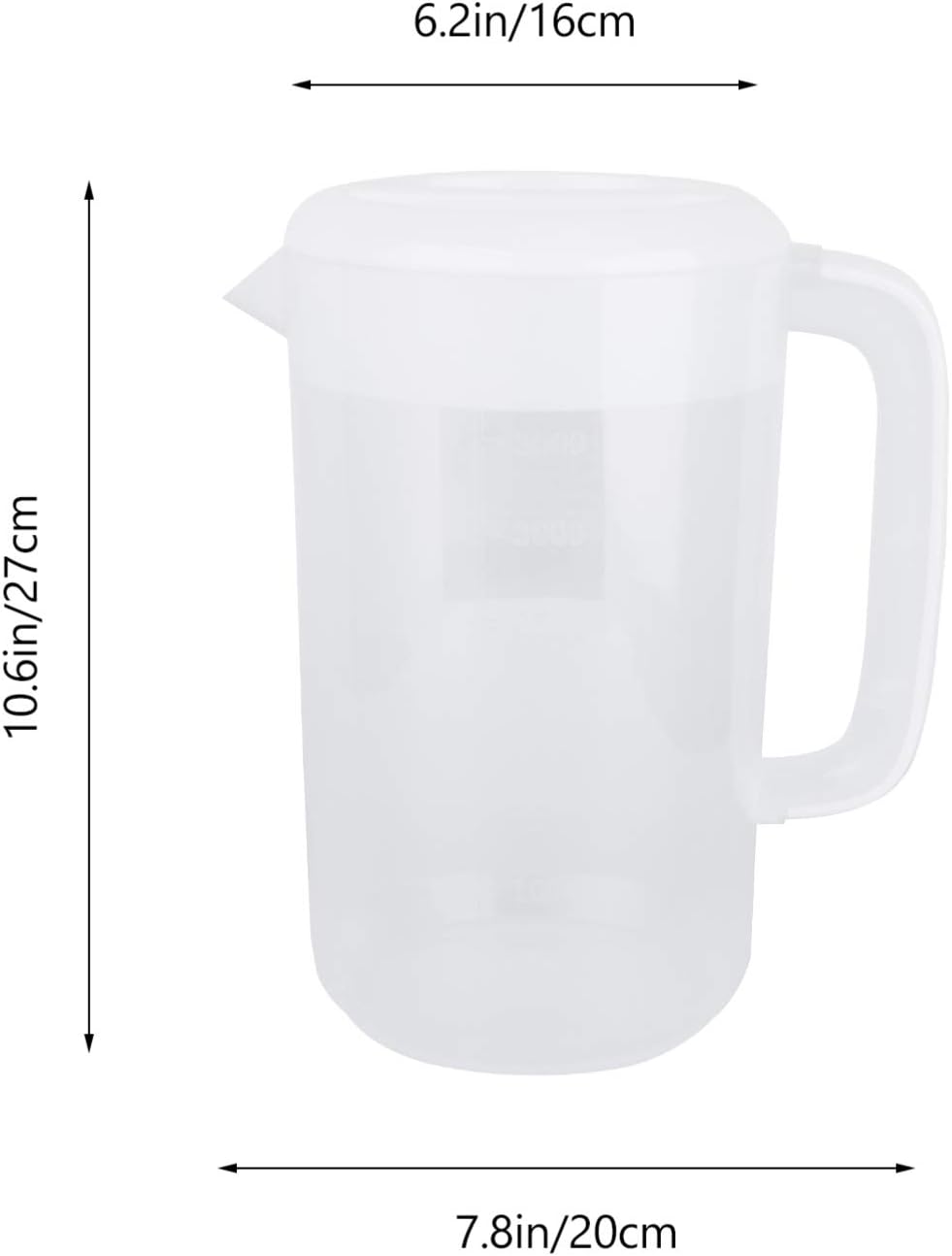 1 Gallon Plastic Water Pitcher with Lid - Large Shatterproof Carafe Jug for Hot/Cold Drinks - Ideal for Lemonade, Juice, Ice Tea - White