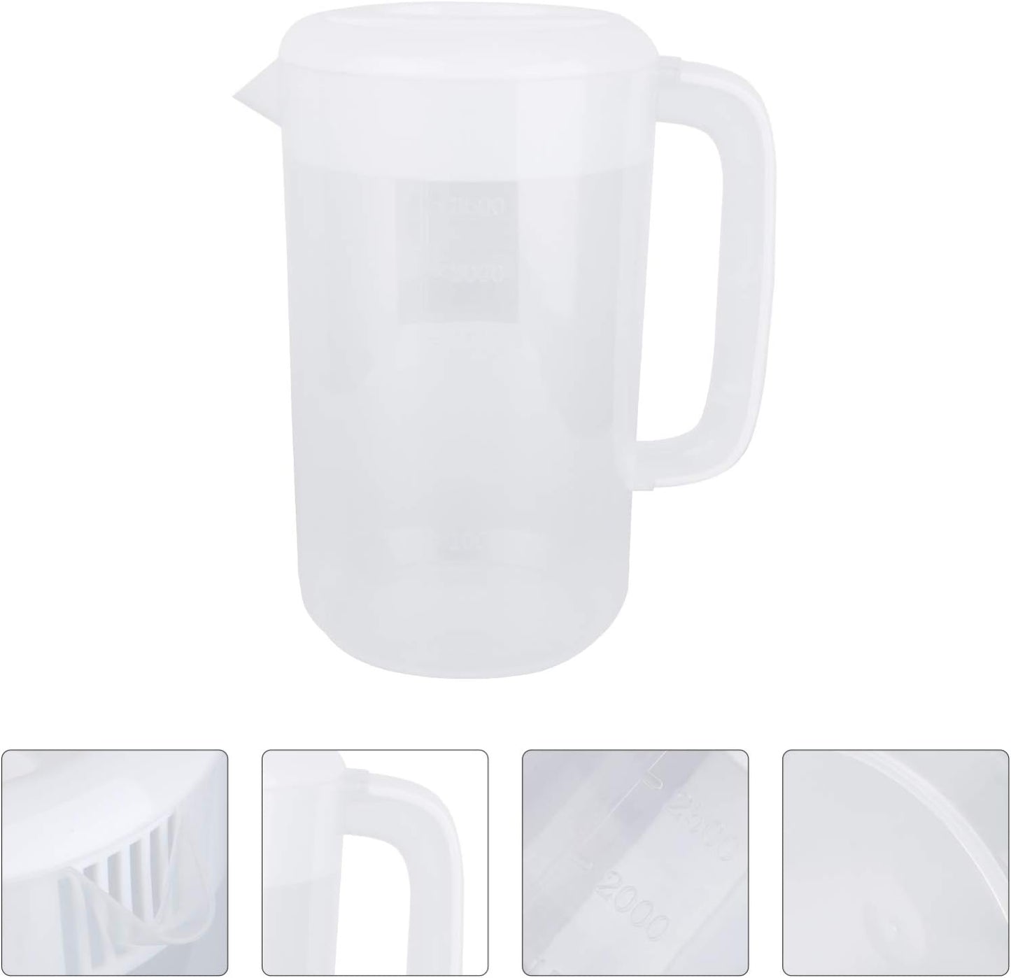 1 Gallon Plastic Water Pitcher with Lid - Large Shatterproof Carafe Jug for Hot/Cold Drinks - Ideal for Lemonade, Juice, Ice Tea - White