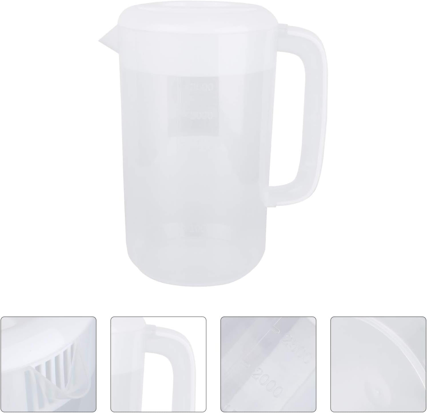 1 Gallon Plastic Water Pitcher with Lid - Large Shatterproof Carafe Jug for Hot/Cold Drinks - Ideal for Lemonade, Juice, Ice Tea - White