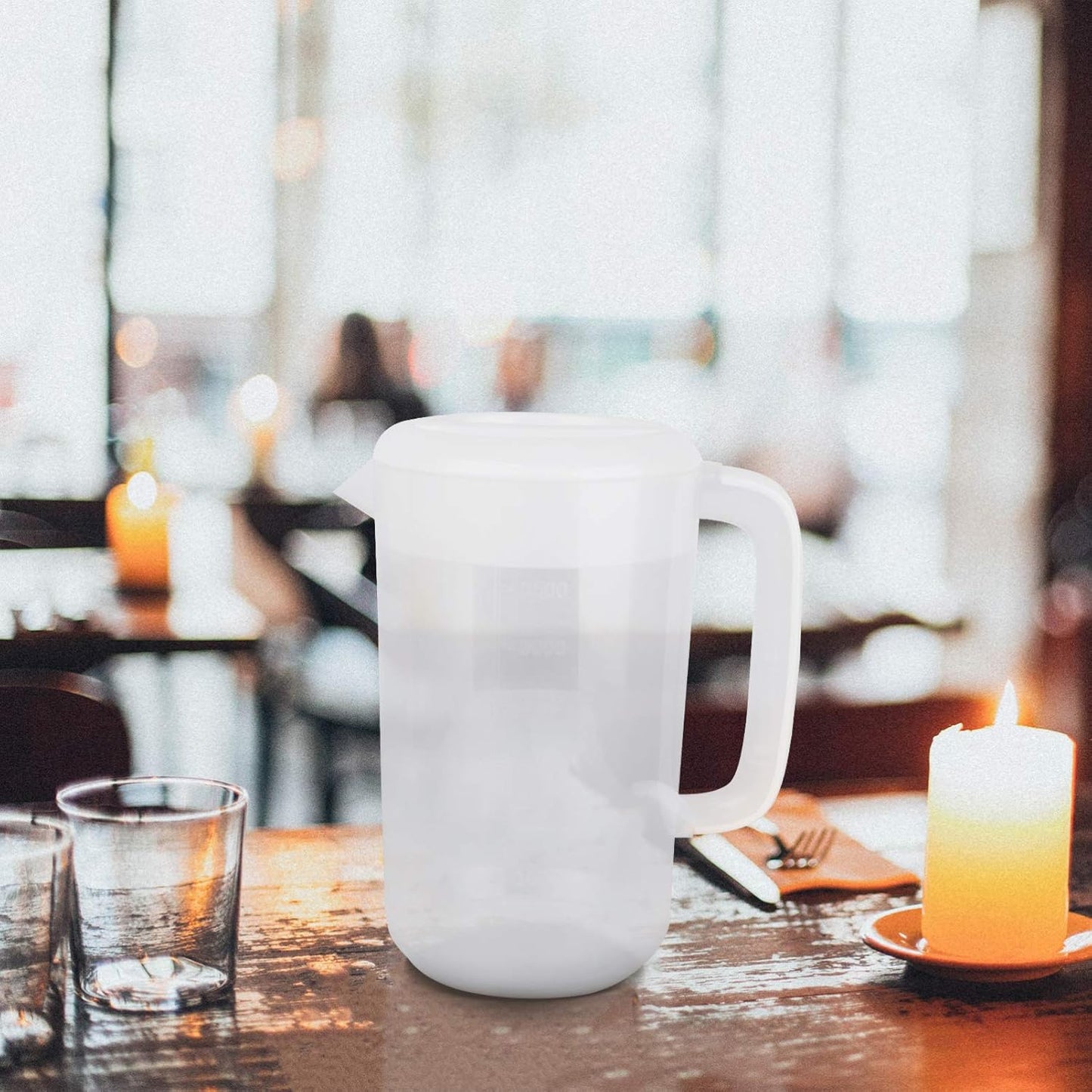 1 Gallon Plastic Water Pitcher with Lid - Large Shatterproof Carafe Jug for Hot/Cold Drinks - Ideal for Lemonade, Juice, Ice Tea - White
