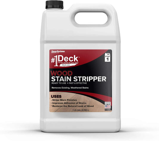 1 Gallon Ready to Use Deck Wood Stain Stripper - Removes Weathered Water-Based & Oil-Based Finishes - SaverSystems Wood Stain Remover