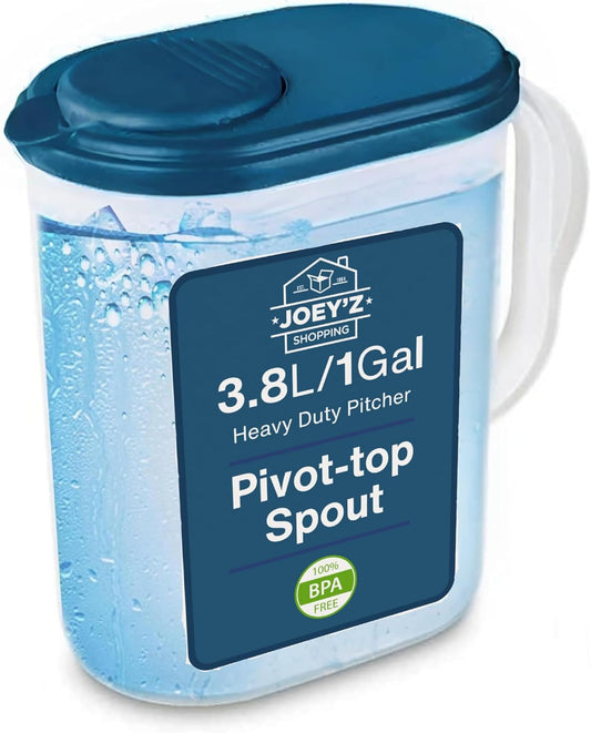 1 Gallon Slim Heavy Duty Plastic Measuring Pitcher with Leak Proof Lid - BPA-free, Ideal for Mixing, Storing, and Serving Beverages