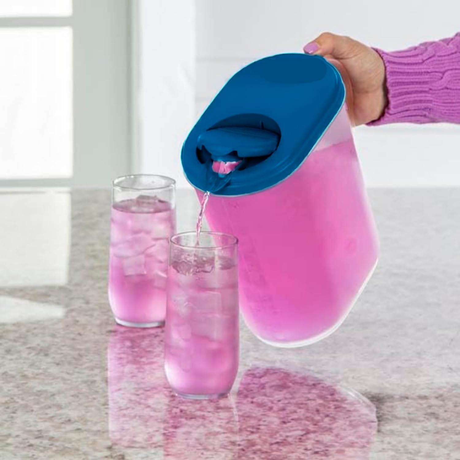 1 Gallon Slim Heavy Duty Plastic Measuring Pitcher with Leak Proof Lid - BPA-free, Ideal for Mixing, Storing, and Serving Beverages