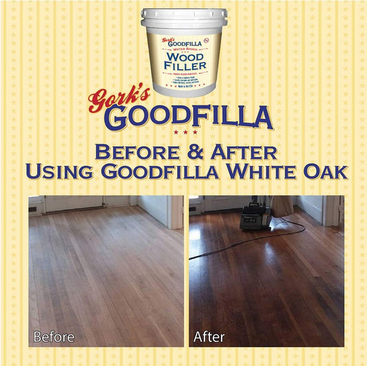 1 Gallon Water-Based Wood & Grain Filler by Goodfilla - Maple/Beech/Pine - Paintable, Stainable, Sandable, Quick Drying - Ideal for Repairs, Finishes, & Patches