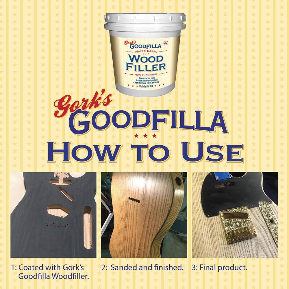1 Gallon Water-Based Wood & Grain Filler by Goodfilla - Maple/Beech/Pine - Paintable, Stainable, Sandable, Quick Drying - Ideal for Repairs, Finishes, & Patches