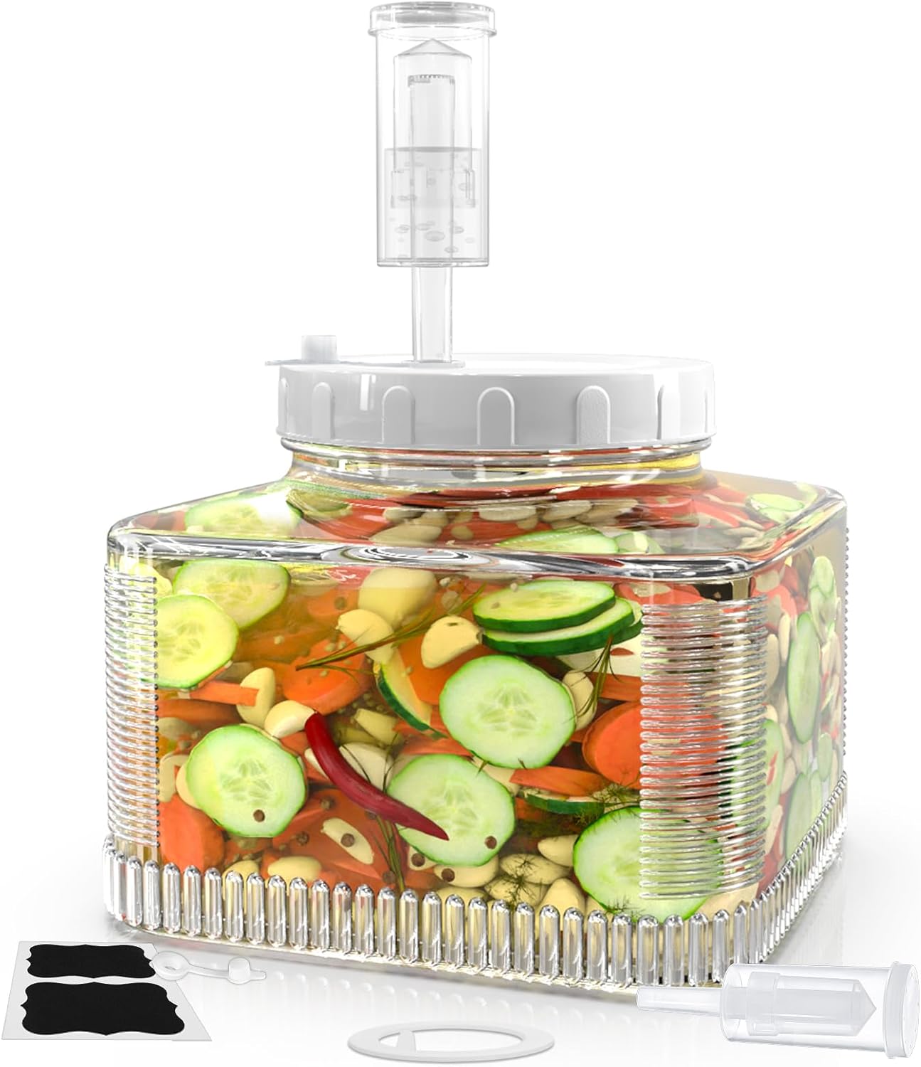 1 Gallon Wide Mouth Fermentation Jar Set with Screw Lid, Airlocks, and Extra Accessories - Airtight Glass Mason Jar for Sourdough Starter