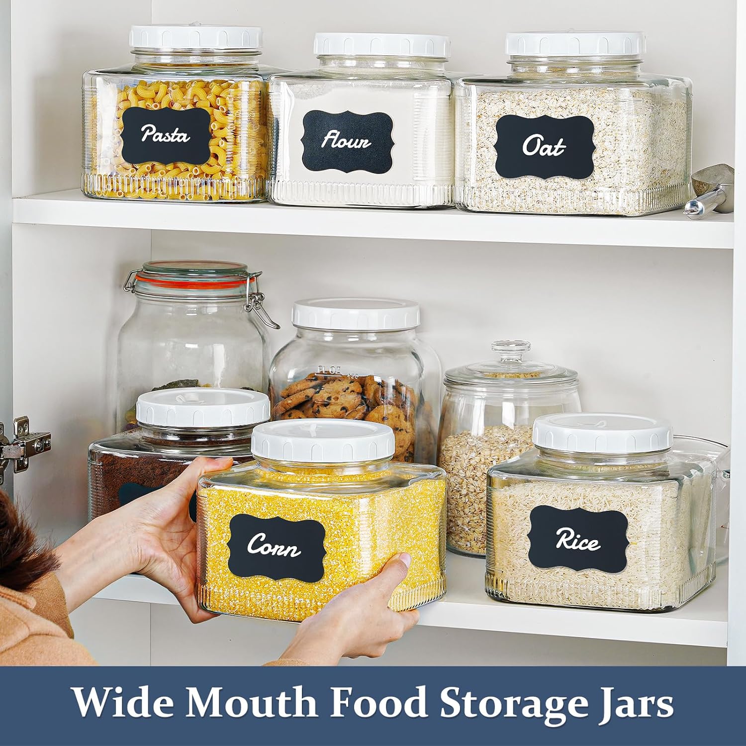1 Gallon Wide Mouth Fermentation Jar Set with Screw Lid, Airlocks, and Extra Accessories - Airtight Glass Mason Jar for Sourdough Starter