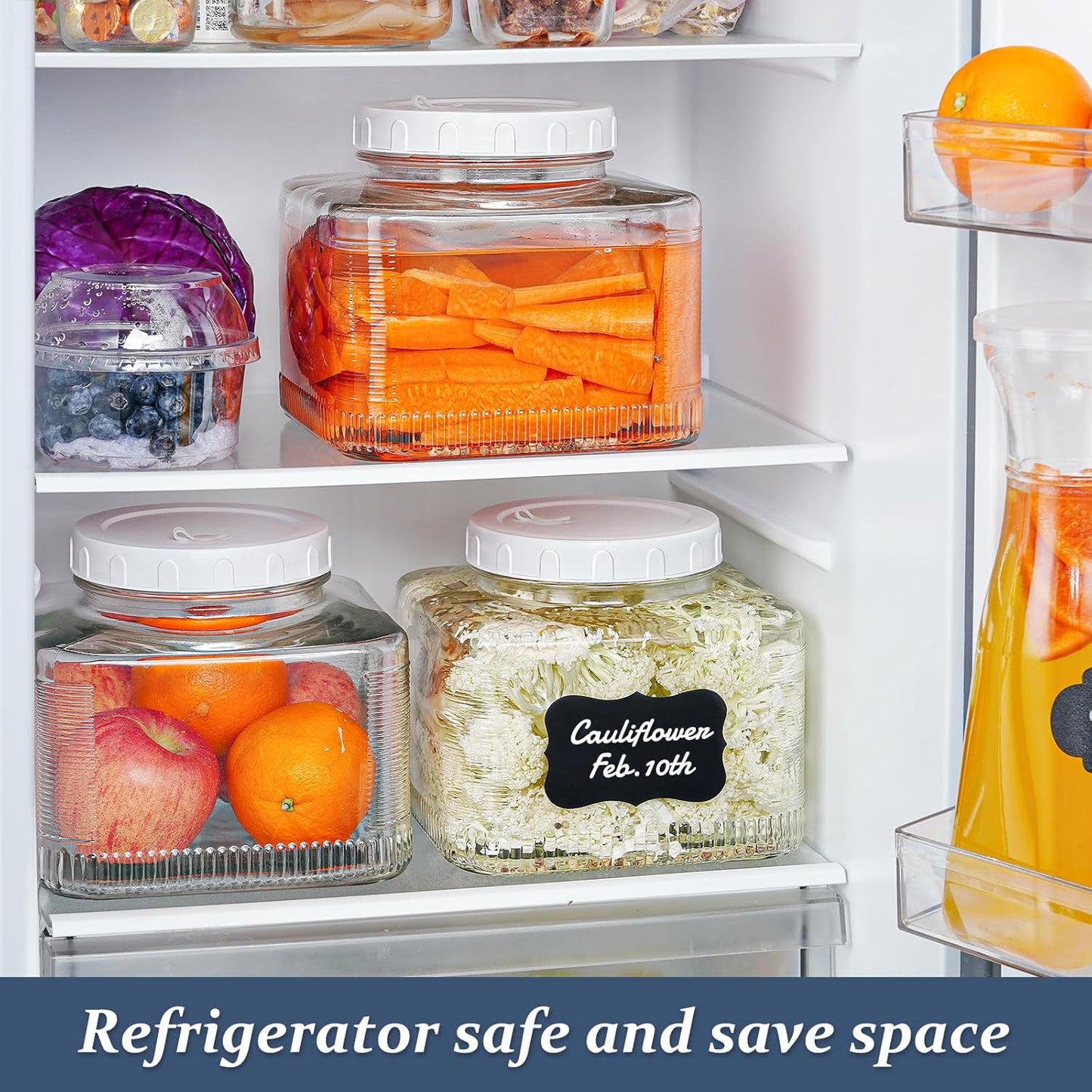 1 Gallon Wide Mouth Fermentation Jar Set with Screw Lid, Airlocks, and Extra Accessories - Airtight Glass Mason Jar for Sourdough Starter