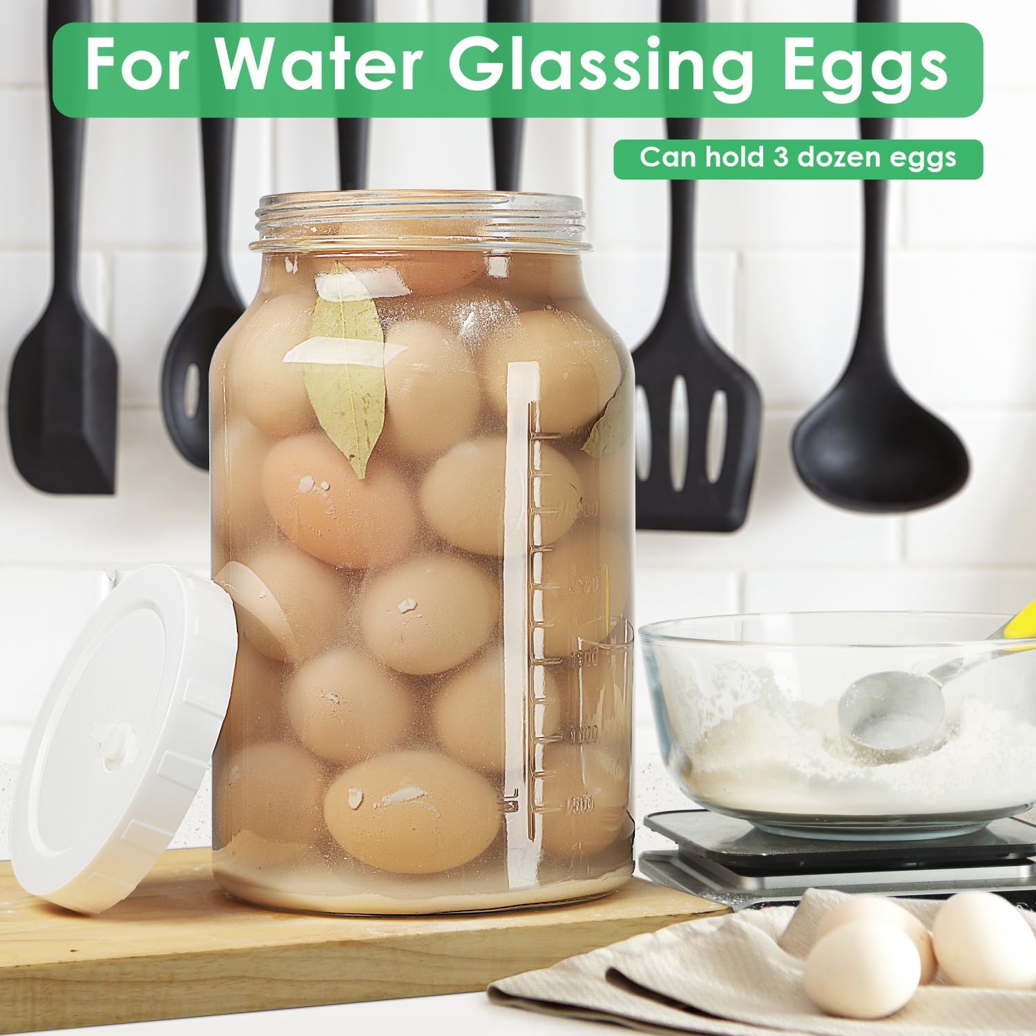 1 Gallon Wide Mouth Glass Fermentation Jar with Airlock, Airtight Screw Lid, Scale Mark, Heavy Duty Silicone Gaskets, Pickle Jar