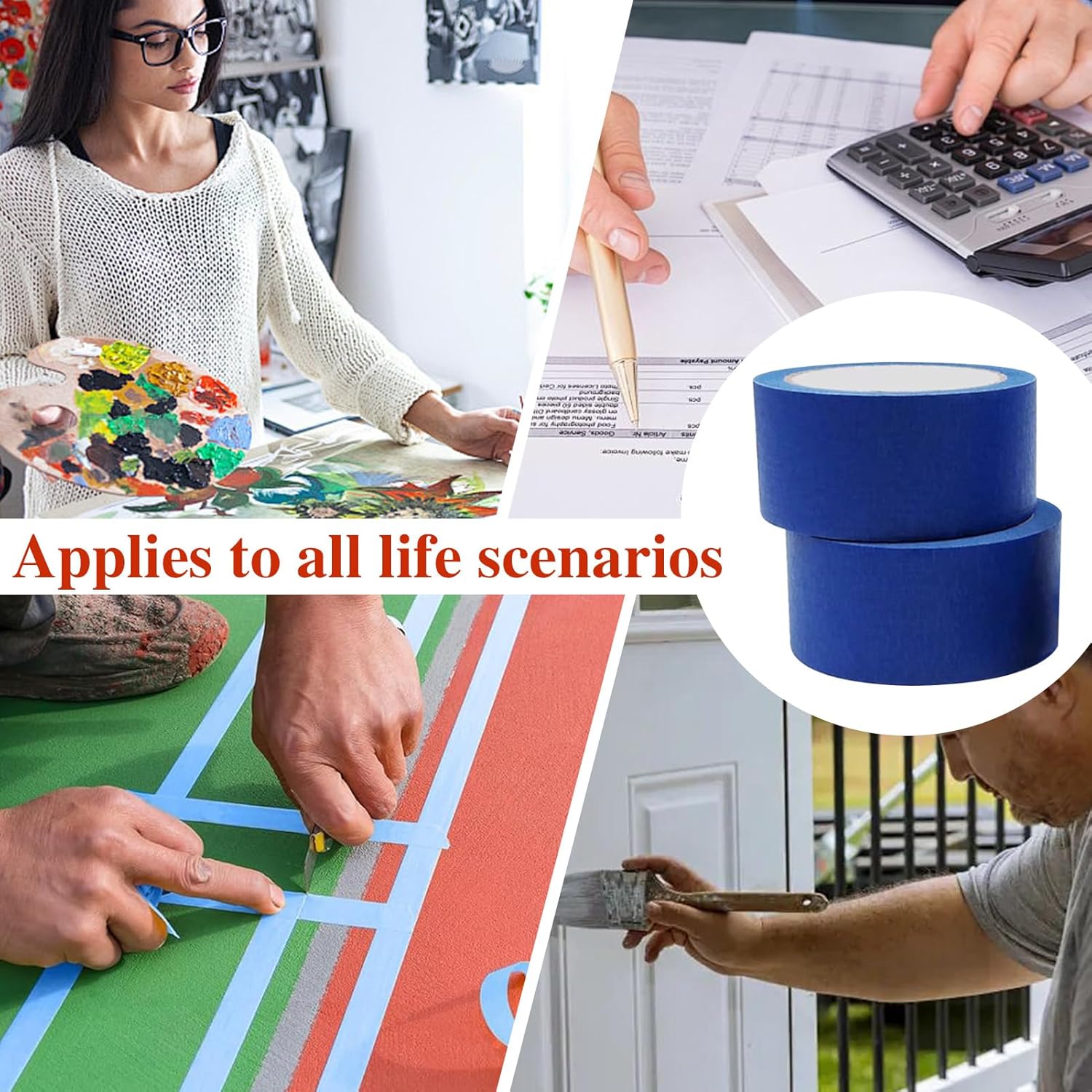 1 Inch Blue Painters Tape - 10 Rolls, 390 Feet Total - School Supplies, Arts and Crafts