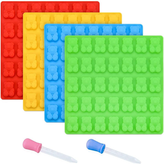 1 Inch Gummy Bear & Chocolate Molds - 4 Pack Silicone Candy Molds for Baking - LFGB Approved Food Grade Silicone