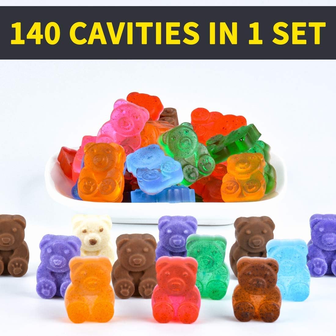 1 Inch Gummy Bear & Chocolate Molds - 4 Pack Silicone Candy Molds for Baking - LFGB Approved Food Grade Silicone