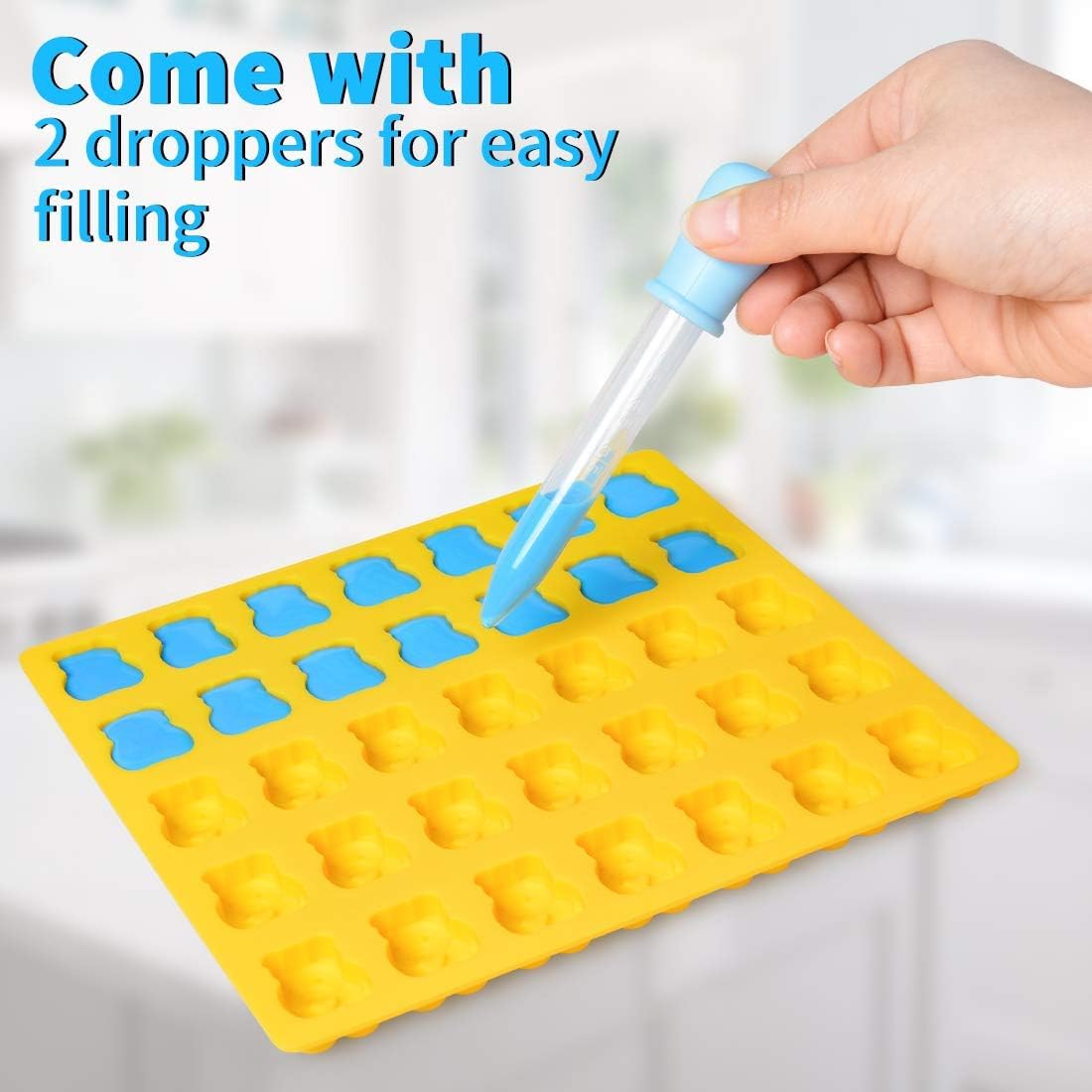 1 Inch Gummy Bear & Chocolate Molds - 4 Pack Silicone Candy Molds for Baking - LFGB Approved Food Grade Silicone