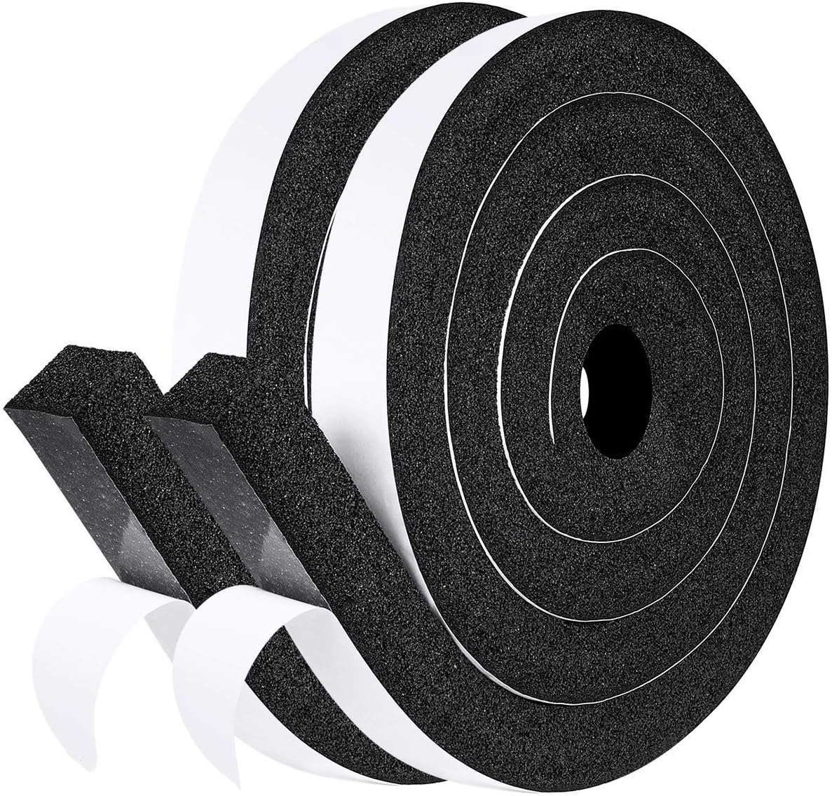 1 Inch Low Density Foam Seal Tape + 1/2 Inch High Density Door Weather Stripping - Neoprene Rubber Seal Strip for Windows and AC Insulation