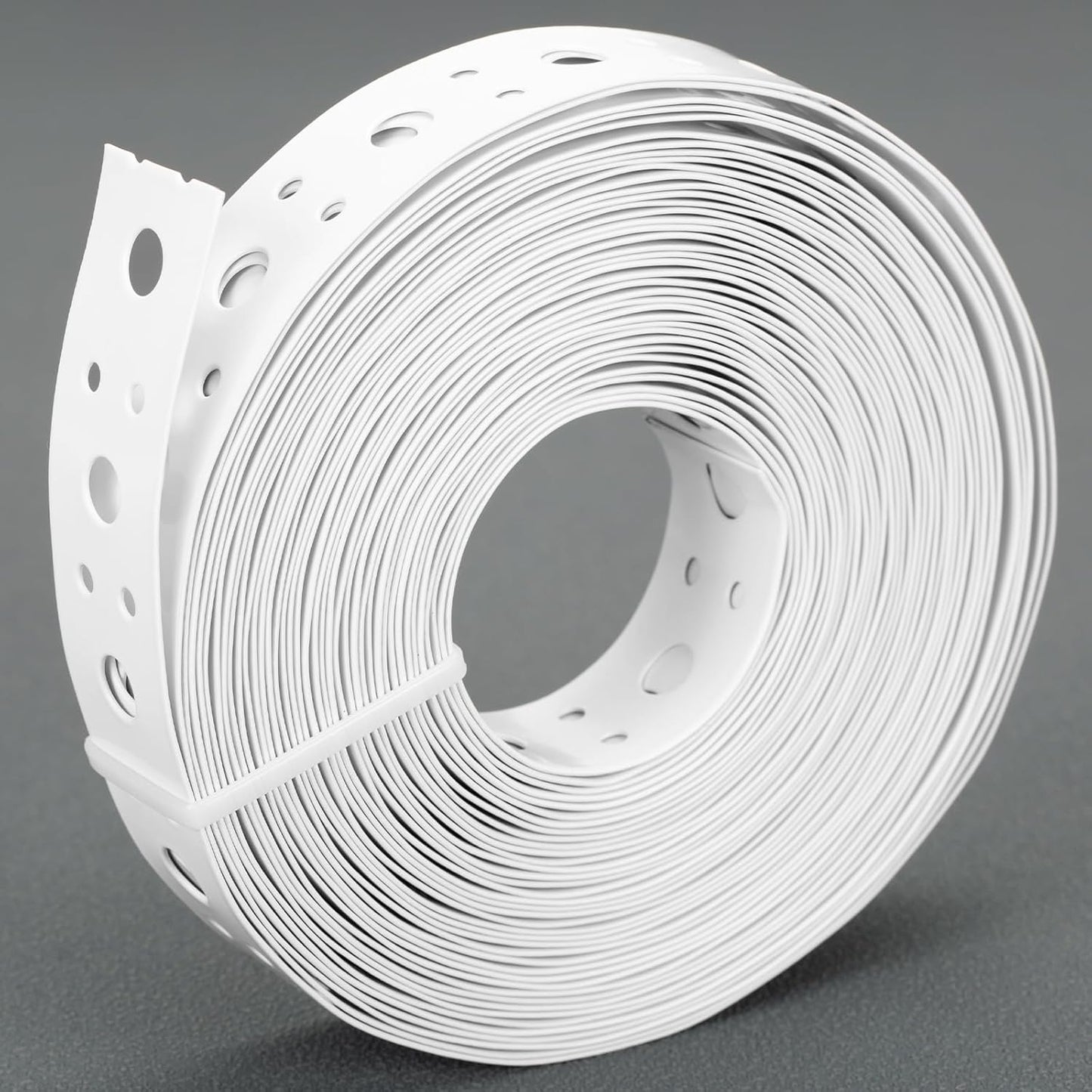 1-Inch x 33FT AxiSculpt White Coating Metal Strapping - 0.6mm Thickness, Pipe Support, Hanger Strap with Holes, Flexible Trimming