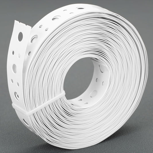 1-Inch x 33FT AxiSculpt White Coating Metal Strapping - 0.6mm Thickness, Pipe Support, Hanger Strap with Holes, Flexible Trimming