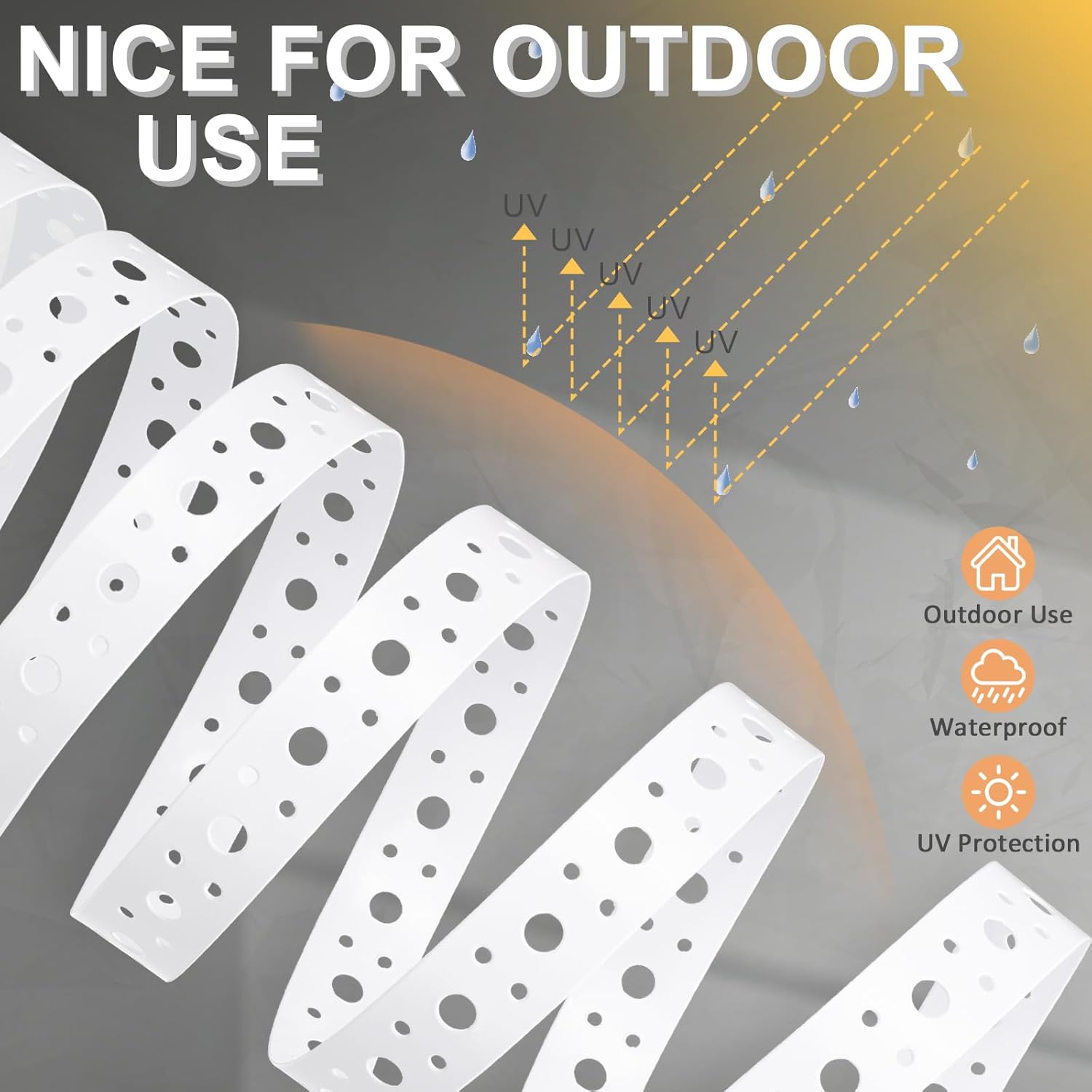 1-Inch x 33FT AxiSculpt White Coating Metal Strapping - 0.6mm Thickness, Pipe Support, Hanger Strap with Holes, Flexible Trimming