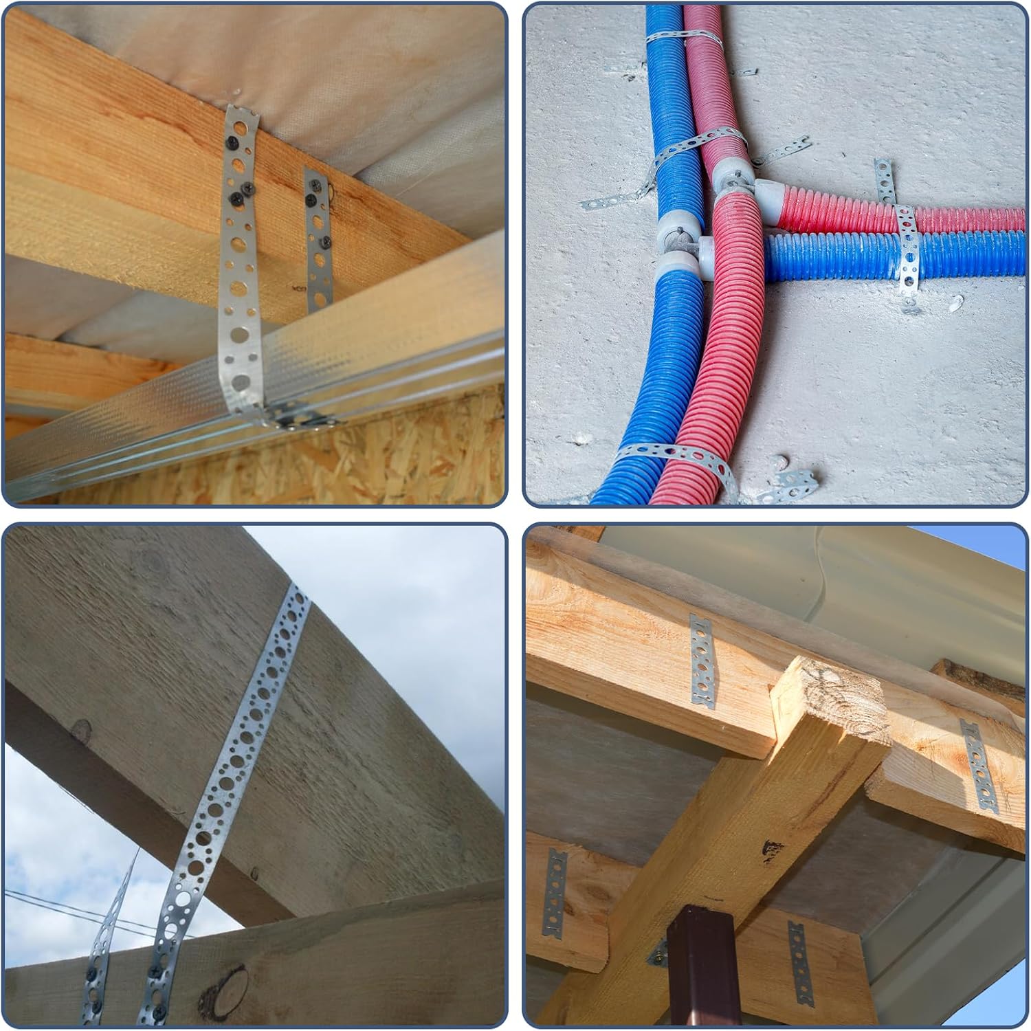 1-Inch x 33FT AxiSculpt White Coating Metal Strapping - 0.6mm Thickness, Pipe Support, Hanger Strap with Holes, Flexible Trimming