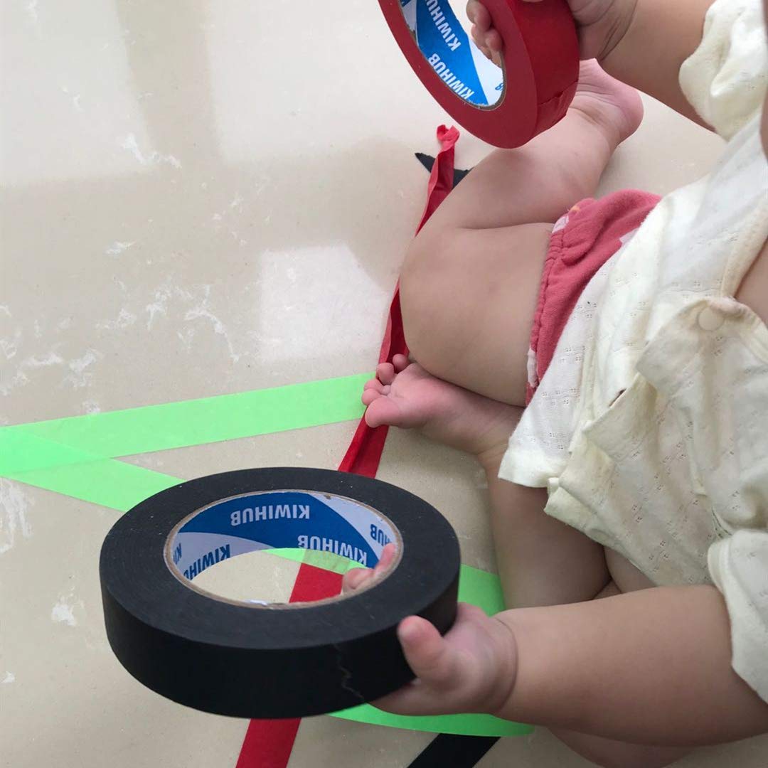 1 Inch x 60 Yards Black Painter's Tape - Medium Adhesive for Painting, Labeling, DIY Crafting, Decoration, School Projects - KIWIHUB