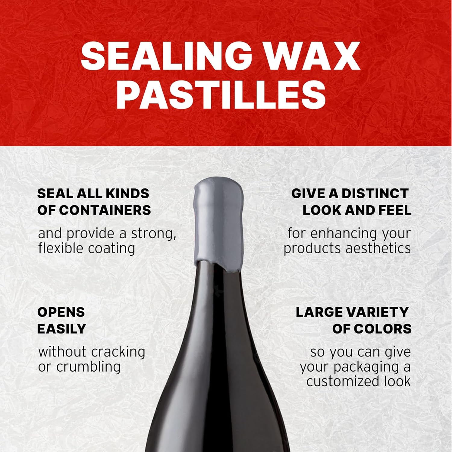 1 lb Bottle Sealing Wax Beads for Wine, Beer, Liquor Bottles - Seals 25-30 Bottles - Aluminum Pastille Wax Seal