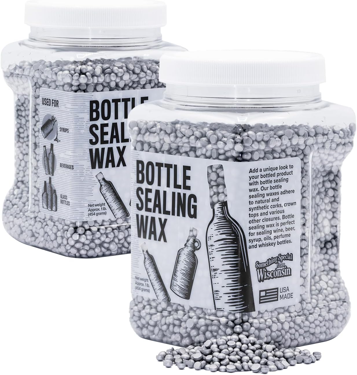 1 lb Bottle Sealing Wax Beads for Wine, Beer, Liquor Bottles - Seals 25-30 Bottles - Aluminum Pastille Wax Seal