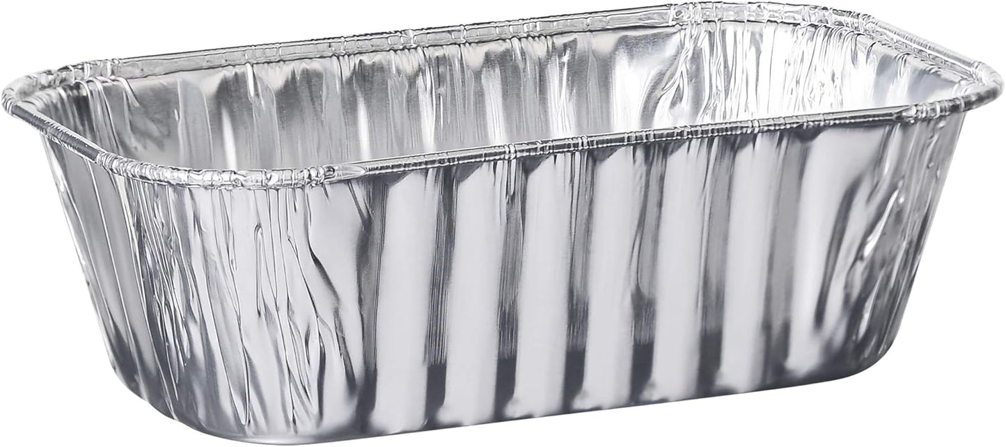1 Lb Disposable Loaf Pans Aluminum Tin Foil Bakeware - 100 Pack, Ideal for Baking Cakes, Bread, Meatloaf, Lasagna - 1 Pound, 6'' X 3.75'' X 2