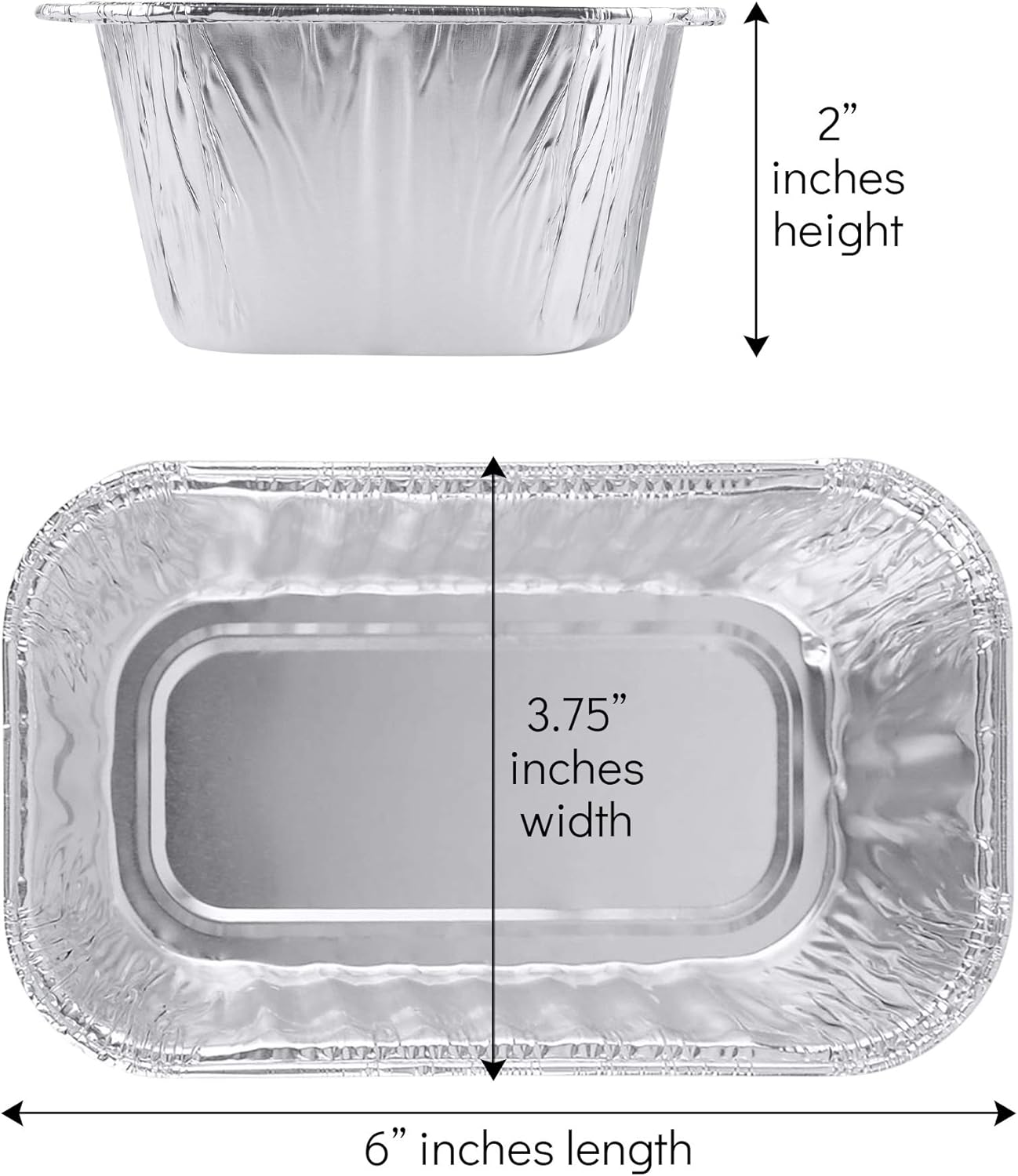 1 Lb Disposable Loaf Pans Aluminum Tin Foil Bakeware - 100 Pack, Ideal for Baking Cakes, Bread, Meatloaf, Lasagna - 1 Pound, 6'' X 3.75'' X 2