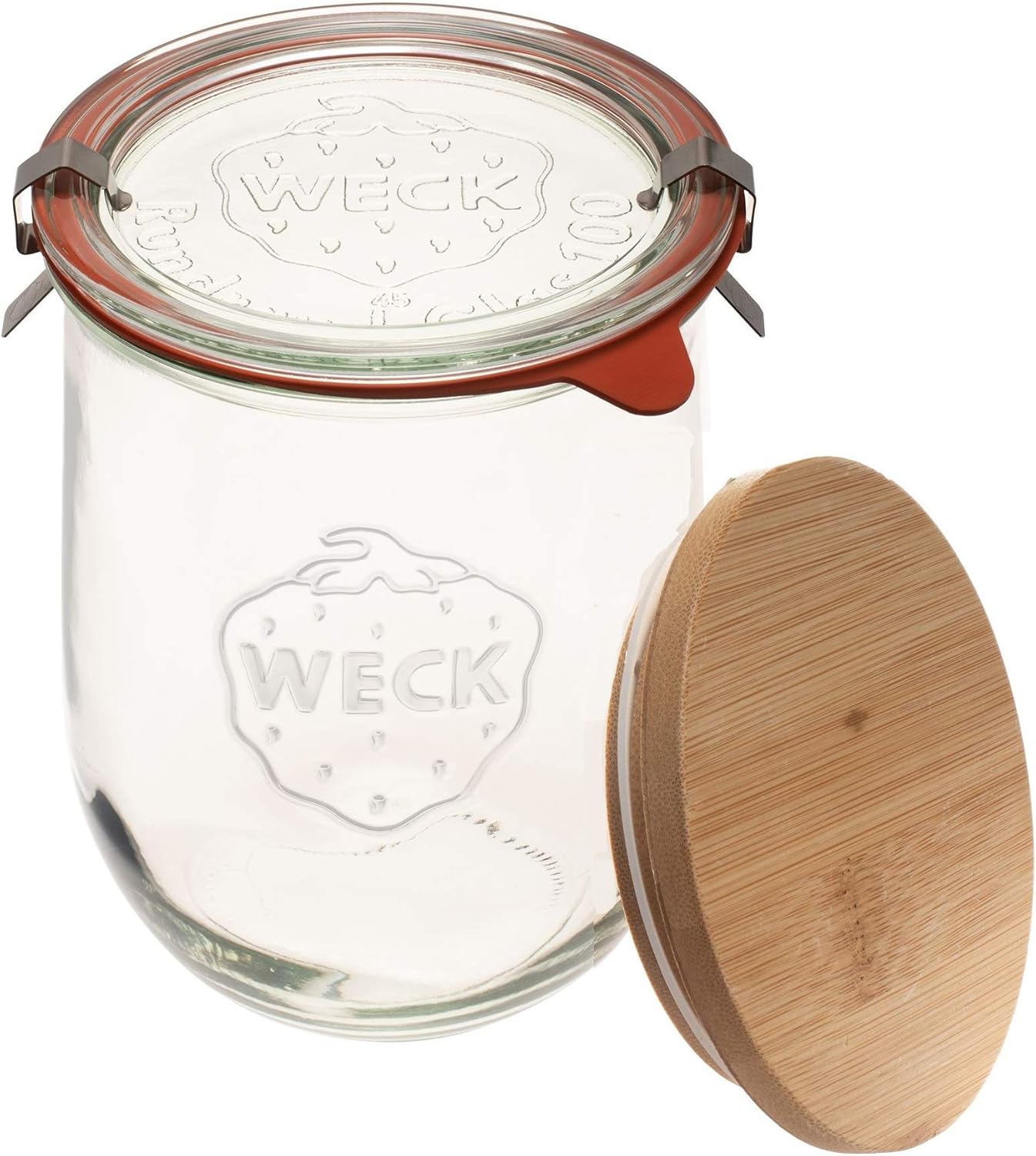 1 Liter Weck Tulip Jar for Sourdough Starter - 35.9 fl. oz Large Glass Canning & Storage Jar with Glass and Wooden Lid