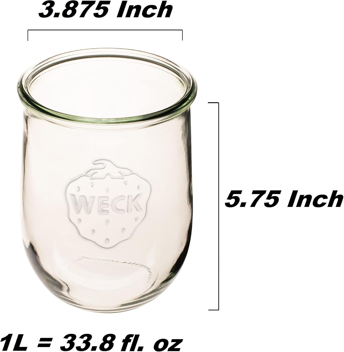 1 Liter Weck Tulip Jar for Sourdough Starter with Glass Lid and Rubber Seal