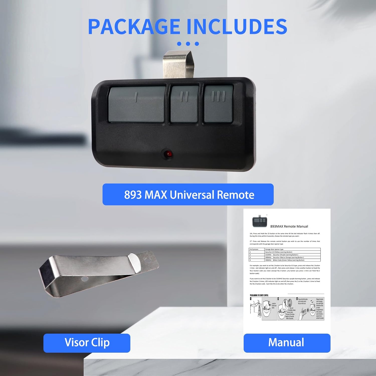 1 Pack 893MAX Garage Door Opener Remote Control for LiftMaster Chamberlain Craftsman - Replaces 893LM G953EV-P2 371LM 373LM 890MAX 971LM 973LM