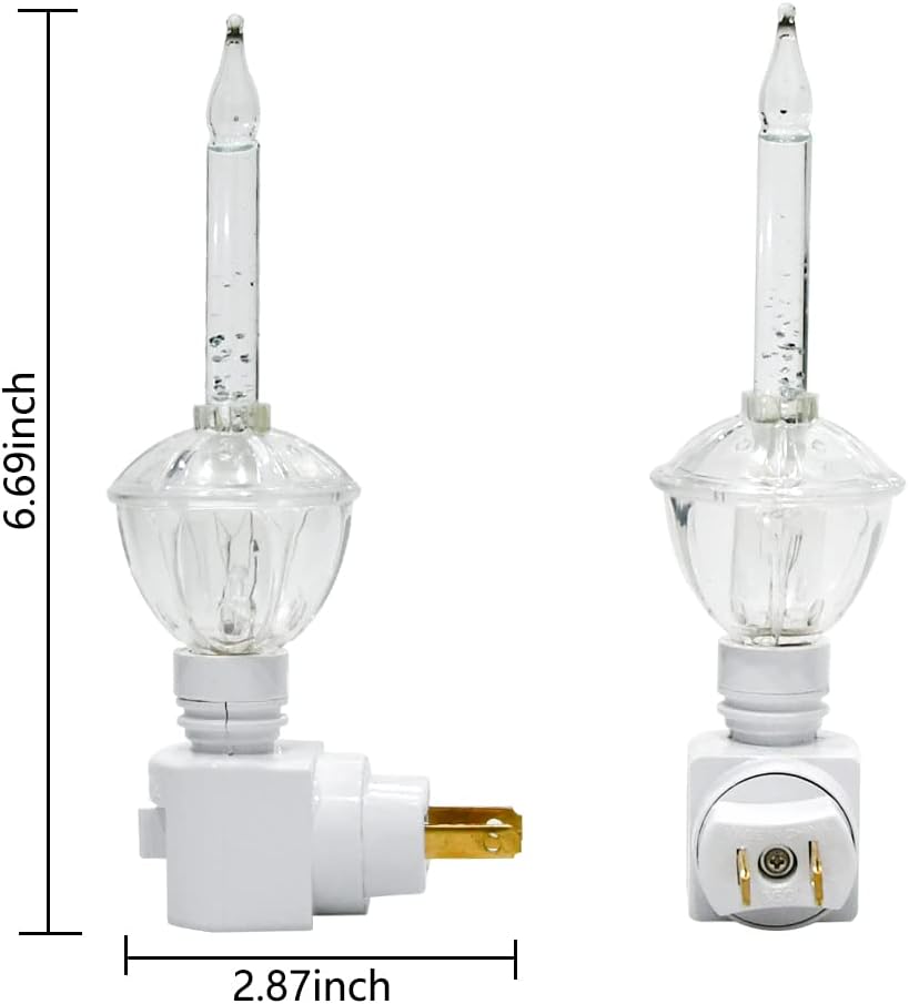 1 Pack Christmas Silver Bubble Night Lights - Vintage 5W Clear Bulb with Silver & Gold Glitter Fluid - E12 Candelabra Base - Swivel Plug - White - Includes Spare Bulb