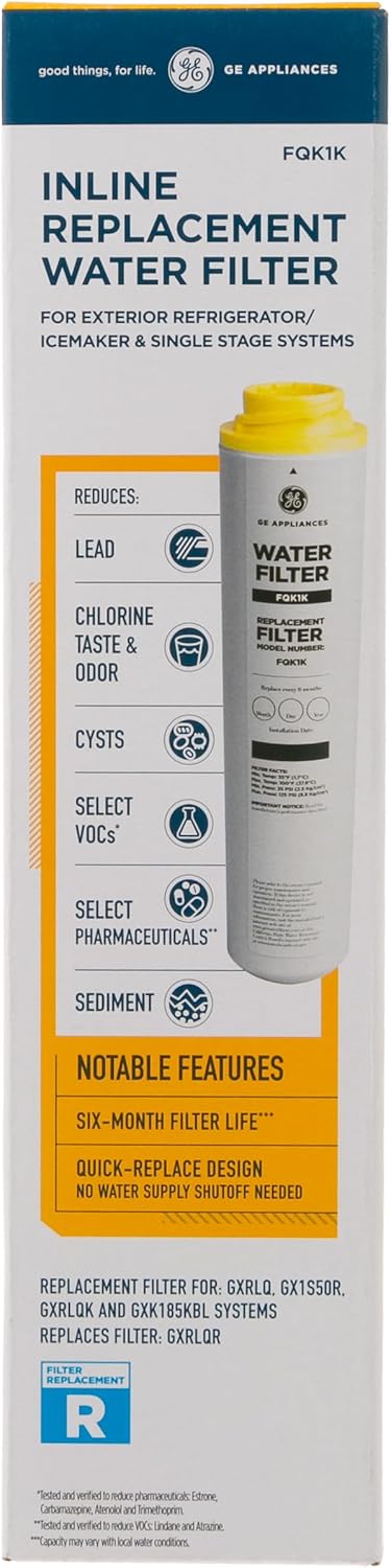 1-Pack GE FQK1K White Replacement Water Filter - 1 Count