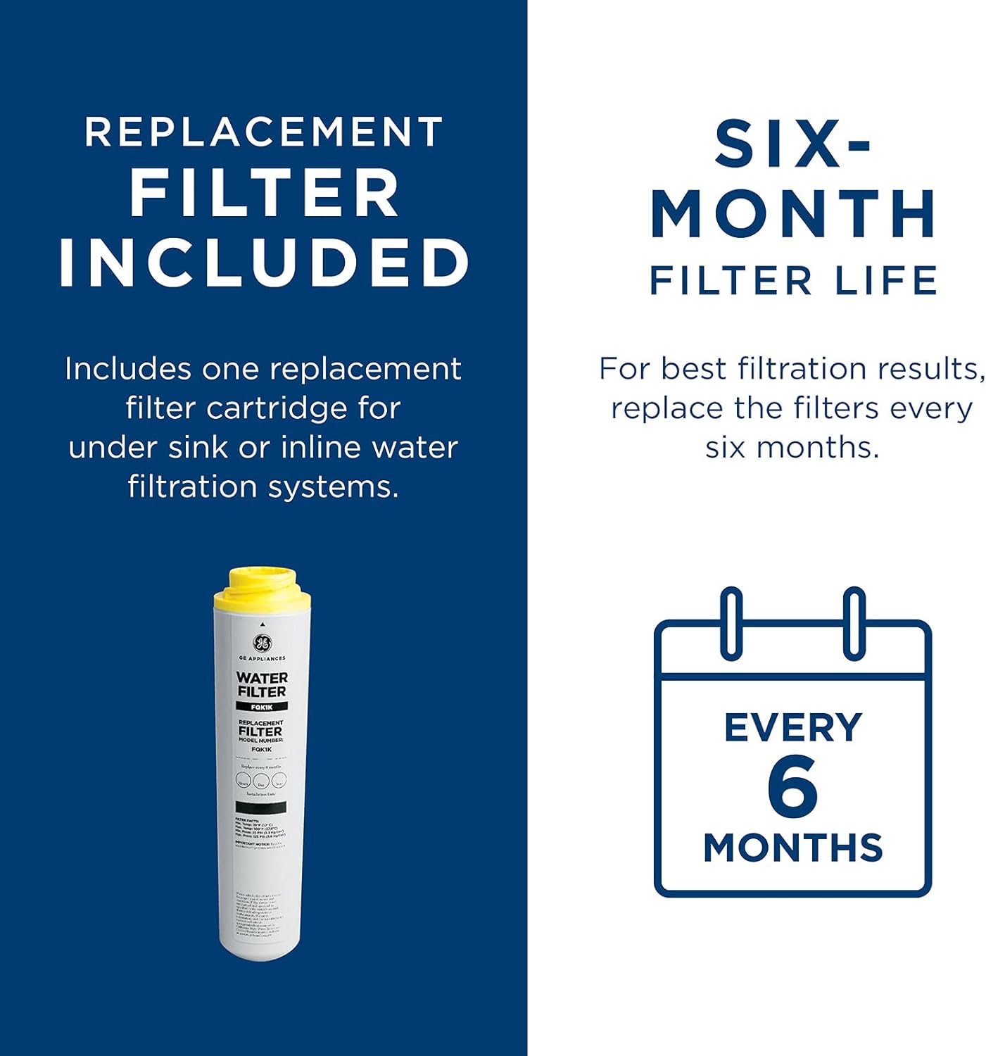 1-Pack GE FQK1K White Replacement Water Filter - 1 Count