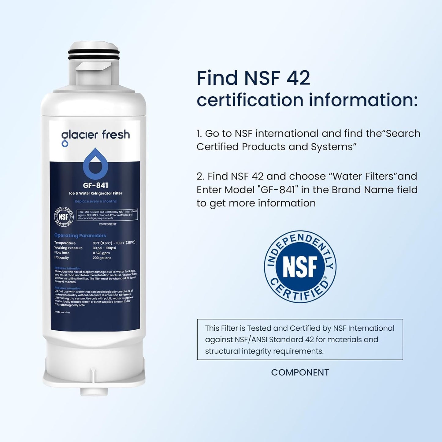 1 Pack GLACIER FRESH DA97-17376B Refrigerator Water Filter Replacement for HAF-QIN/EXP, DA97-08006C, RF23M8070SG, RF23M8070SR, RF23M8090SG, RF23M8090SR, RF23M8570SR, RF23M8590SG - Fresh Water Guaranteed