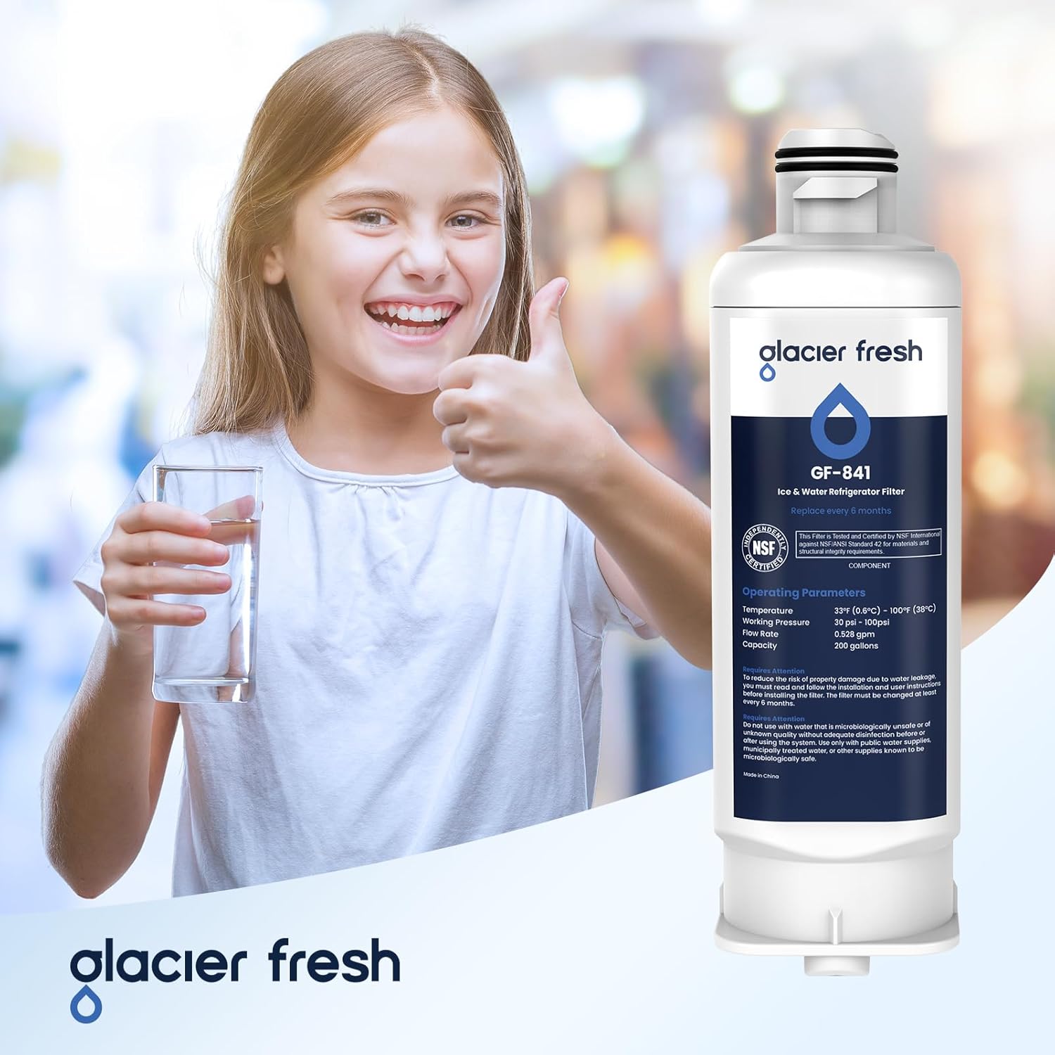 1 Pack GLACIER FRESH DA97-17376B Refrigerator Water Filter Replacement for HAF-QIN/EXP, DA97-08006C, RF23M8070SG, RF23M8070SR, RF23M8090SG, RF23M8090SR, RF23M8570SR, RF23M8590SG - Fresh Water Guaranteed
