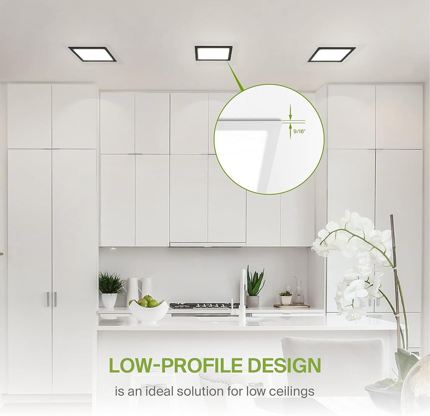 1 Pack LED Square Recessed Lighting 12 Inch, 5 CCT Options, 24W Dimmable Ceiling Lights - Ultra Thin Design, Canless Wafer Downlight, Slim Panel Light - Energy Star Certified White Color