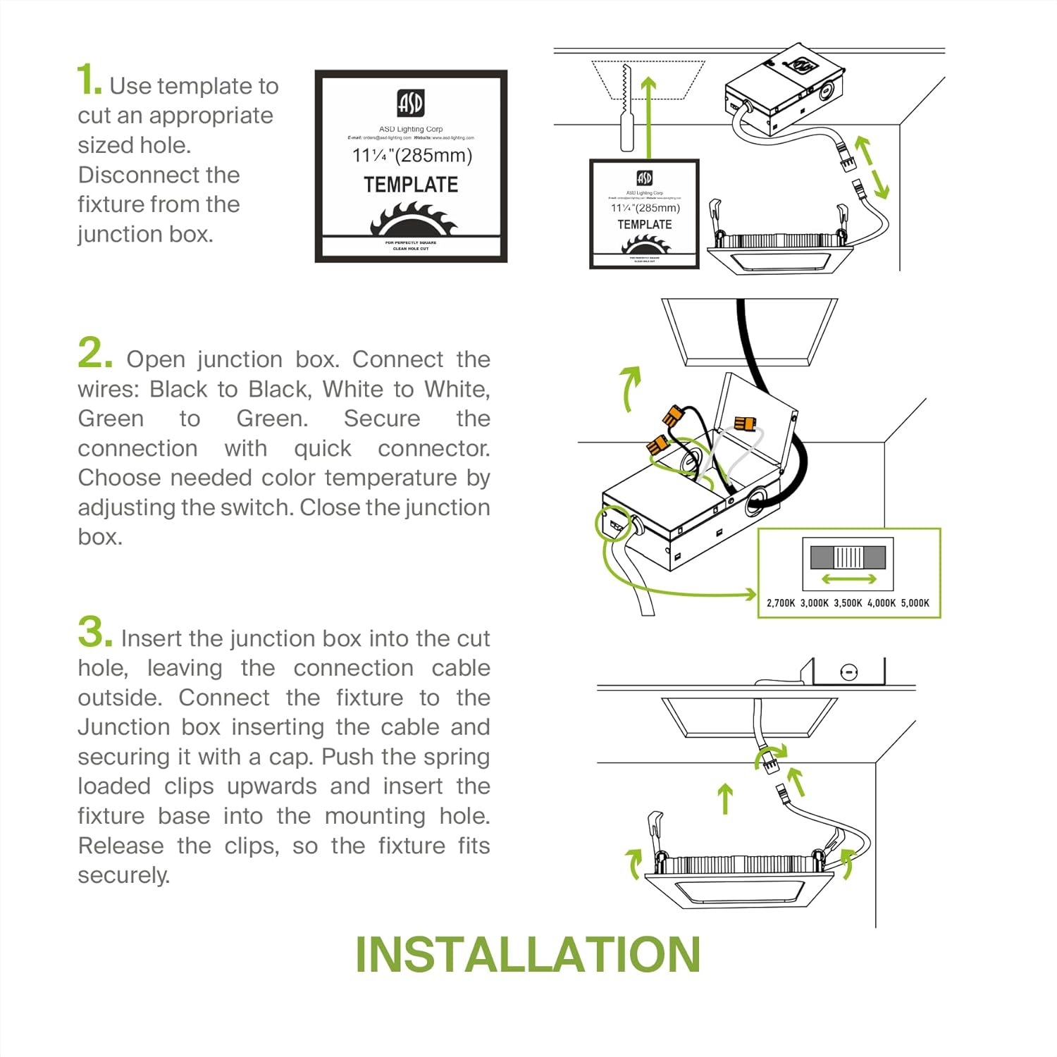 1 Pack LED Square Recessed Lighting 12 Inch, 5 CCT Options, 24W Dimmable Ceiling Lights - Ultra Thin Design, Canless Wafer Downlight, Slim Panel Light - Energy Star Certified White Color